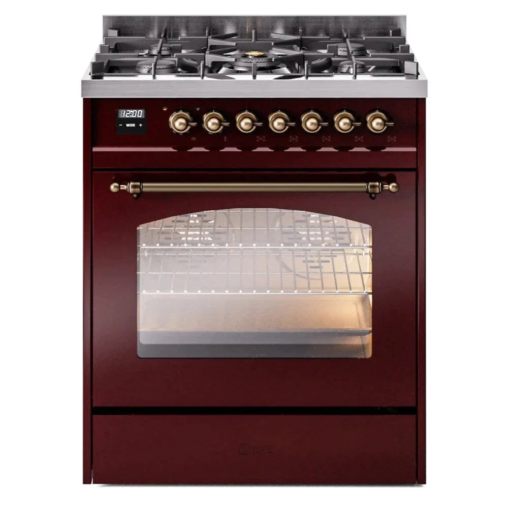 ILVE 30 Nostalgie II Series Freestanding Dual Fuel Range with 5 Sealed Burners - Professional Gas Stove & Electric Oven for Home Kitchen - Perfect for Baking, Roasting, and Family Cooking (Model UP30NMP)