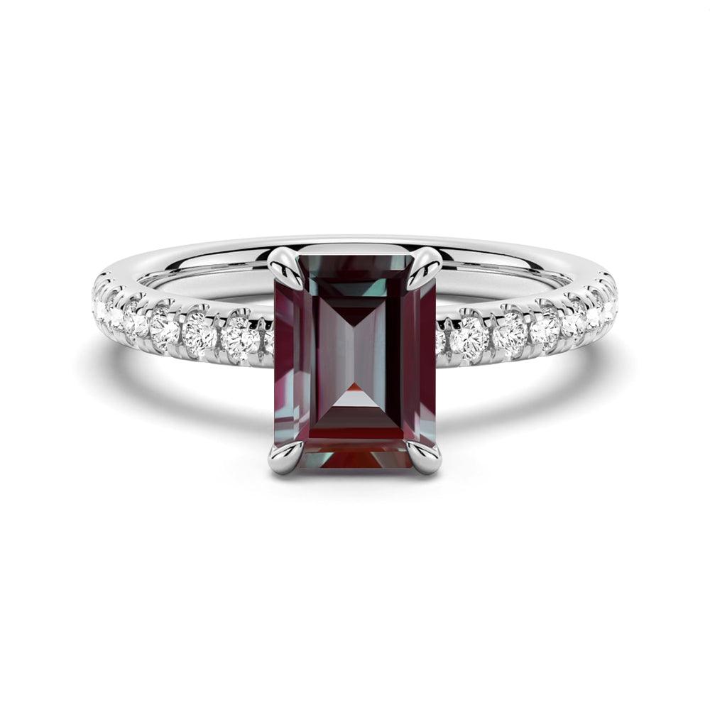 2 CT. Four Prong Emerald Cut Alexandrite Engagement Ring - Vintage Style Wedding Band for Women, Perfect for Proposals, Anniversaries & Special Occasions