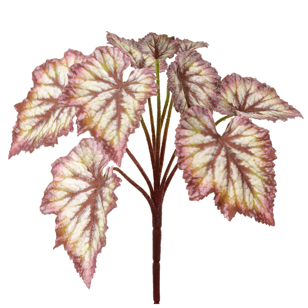 11 Begonia Leaf Silk Plant - Burgundy & Green Artificial Foliage (Pack of 12) | Home Decor, Office Plants, Wedding Centerpieces, Floral Arrangements