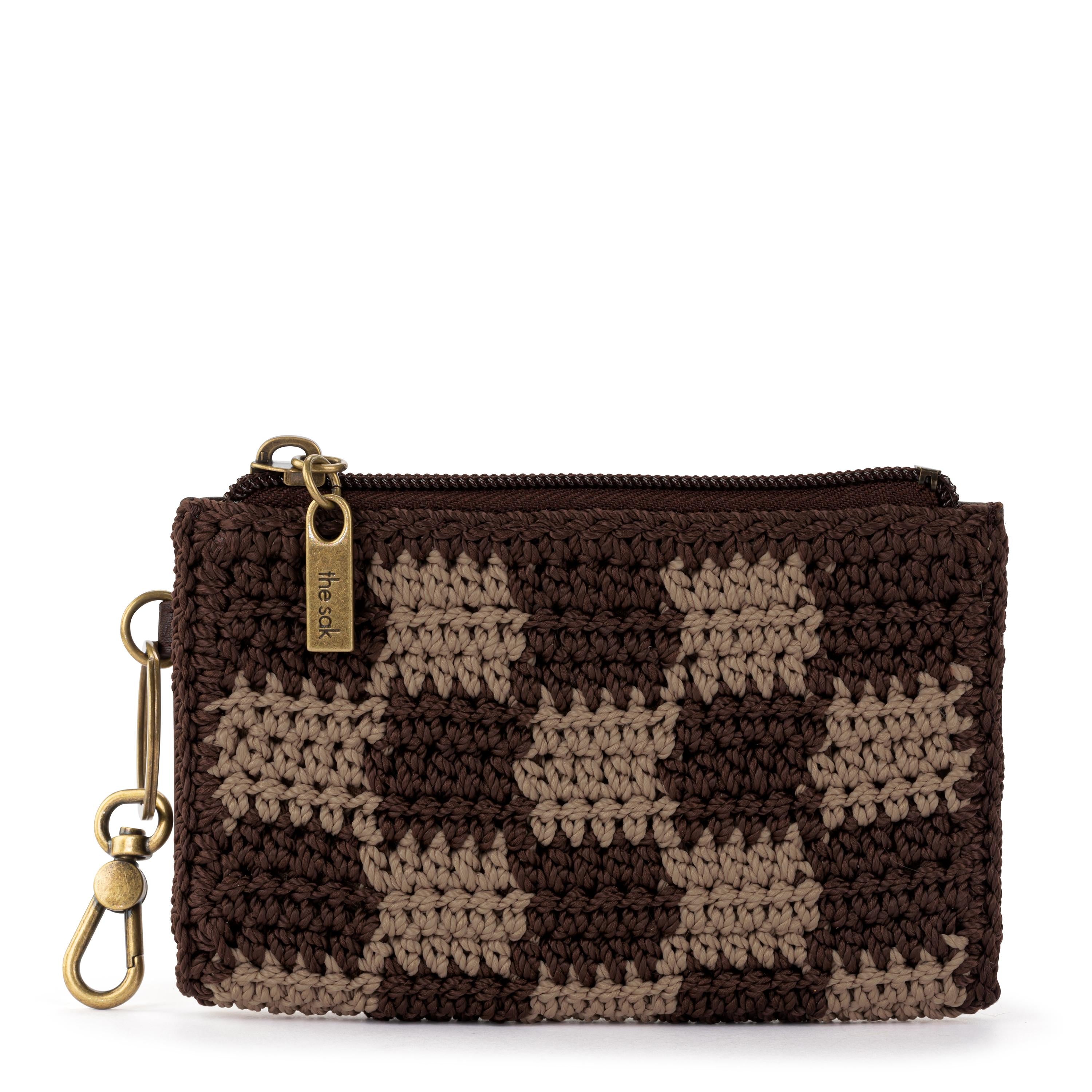 Handmade Crochet Brown Check Wallet for Men & Women - Encino Essential Slim Bifold RFID Blocking Leather Wallet - Perfect for Travel, Daily Use & Gift Giving