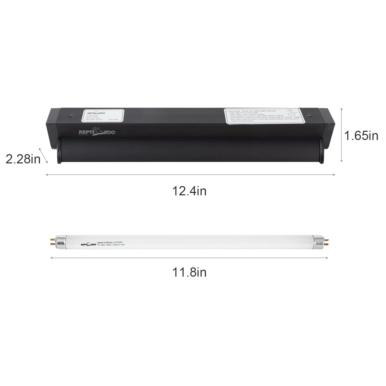 REPTI ZOO T5 HO UVB Lighting Combo Kit with Timer - Reptile Light Fixture Terrarium Hood with Desert 10.0 UVB T5 Bulb (8W) for Bearded Dragons, Turtles & Lizards - Perfect for Desert Reptile Habitats & Terrariums