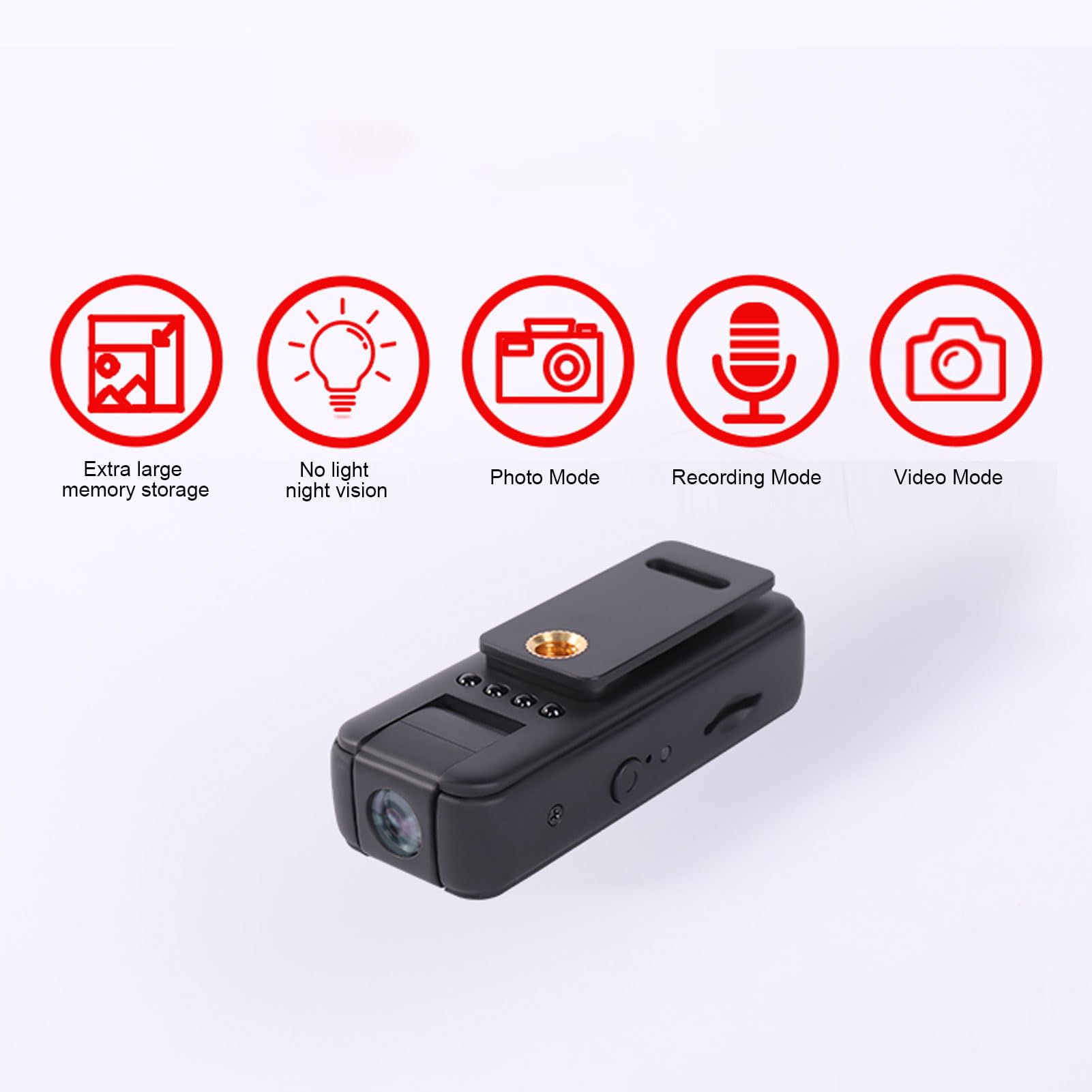 1080P Mini Body Camera with Night Vision & Audio - 12MP HD, 5H Loop Recording, 1000mAh Battery - Wearable Clip-On Camera for Cycling, Home Security, Office Surveillance & Outdoor Activities