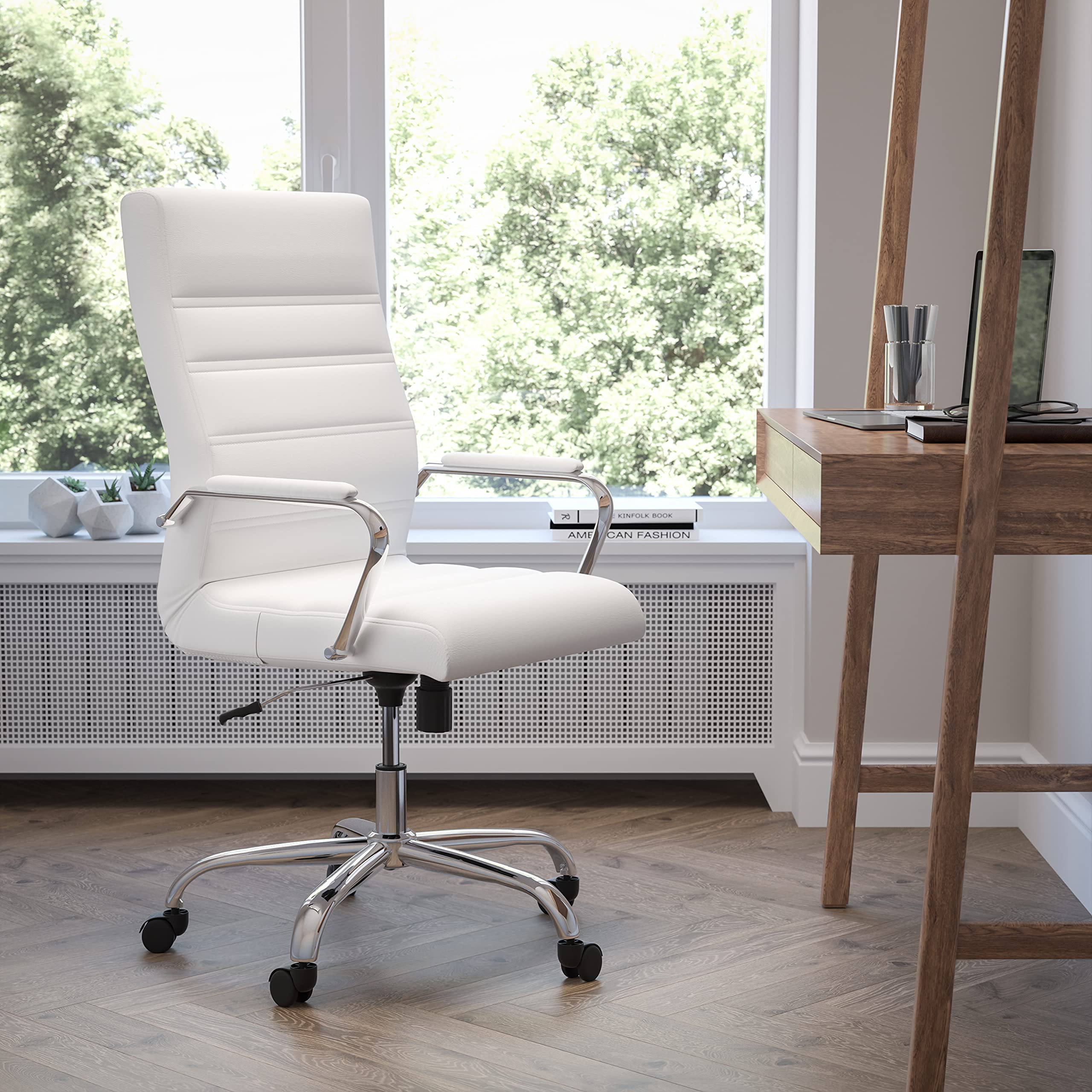 Whitney High-Back LeatherSoft Office Chair - Adjustable Swivel Desk Chair with Armrests for Home & Office Workspace