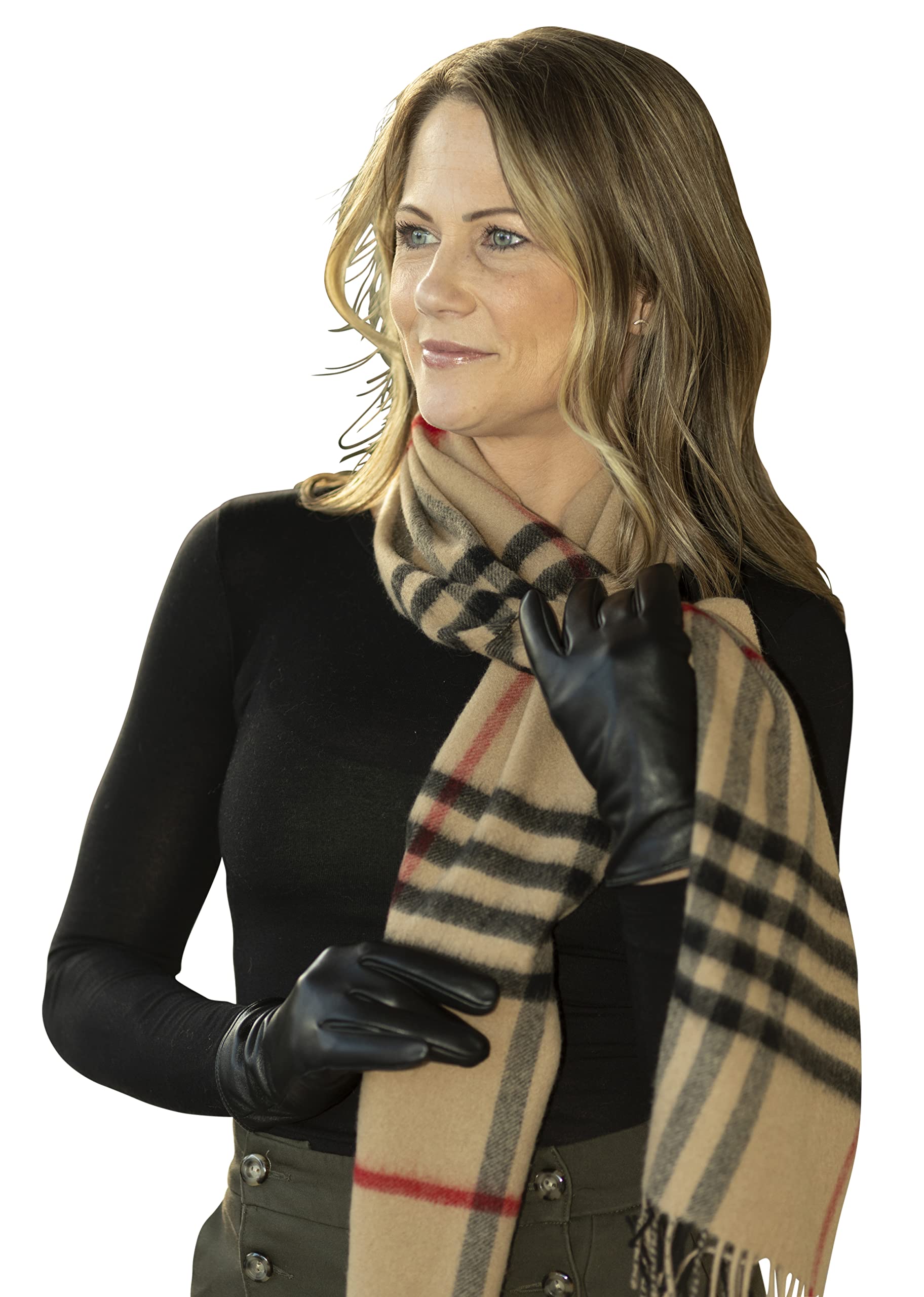 Premium Women's Cashmere Lined Sheepskin Leather Gloves - Touchscreen Compatible Winter Gloves for Ladies with Gift Box | Perfect for Cold Weather, Driving & Outdoor Activities