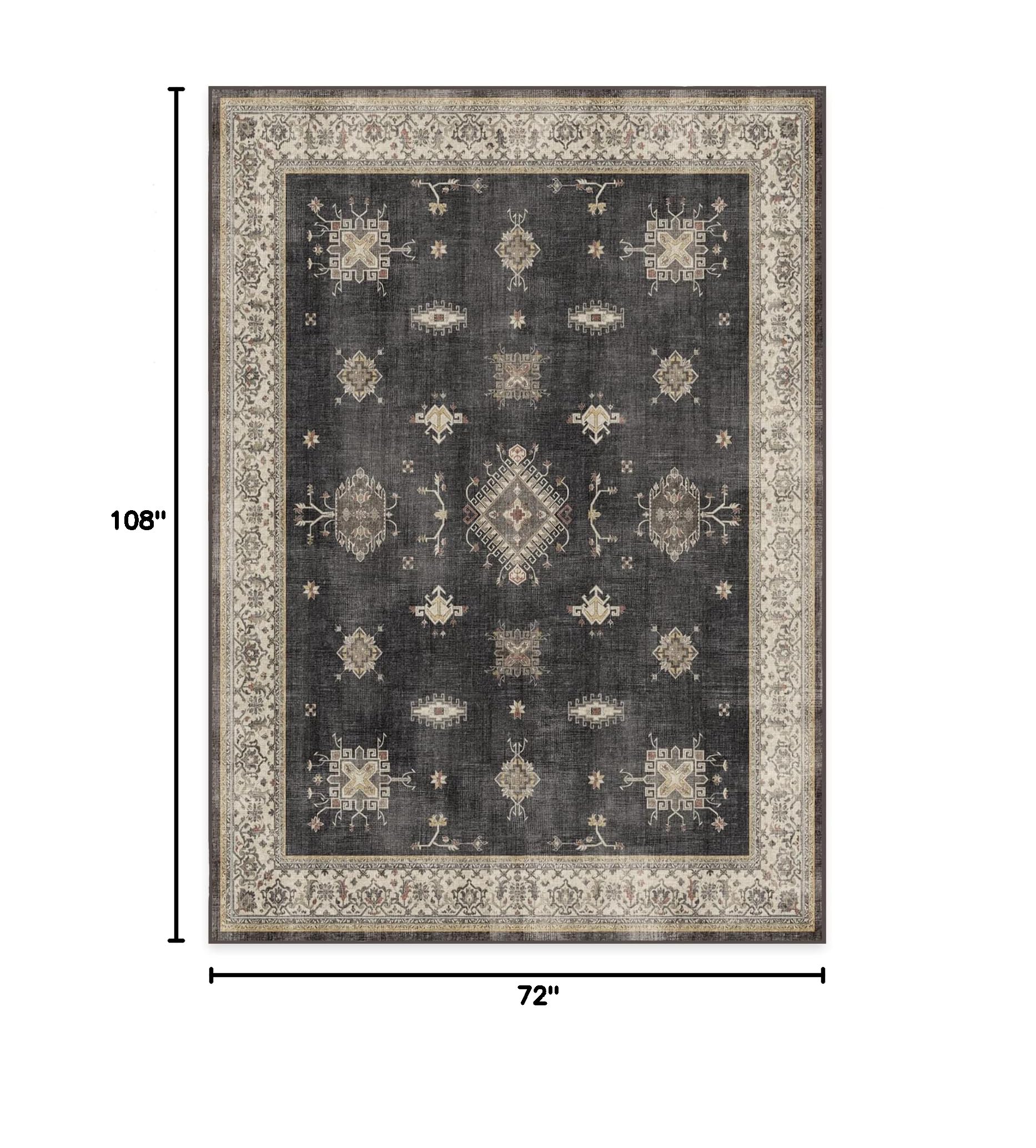 Ruggable Washable 6x9 Area Rug - Verena Dark Wood Pattern - Non Slip Gripper Pad - Premium Machine Washable Rug for Living Room, Bedroom, Kitchen, Office & Classroom - Perfect for High Traffic Areas & Pet-Friendly Homes