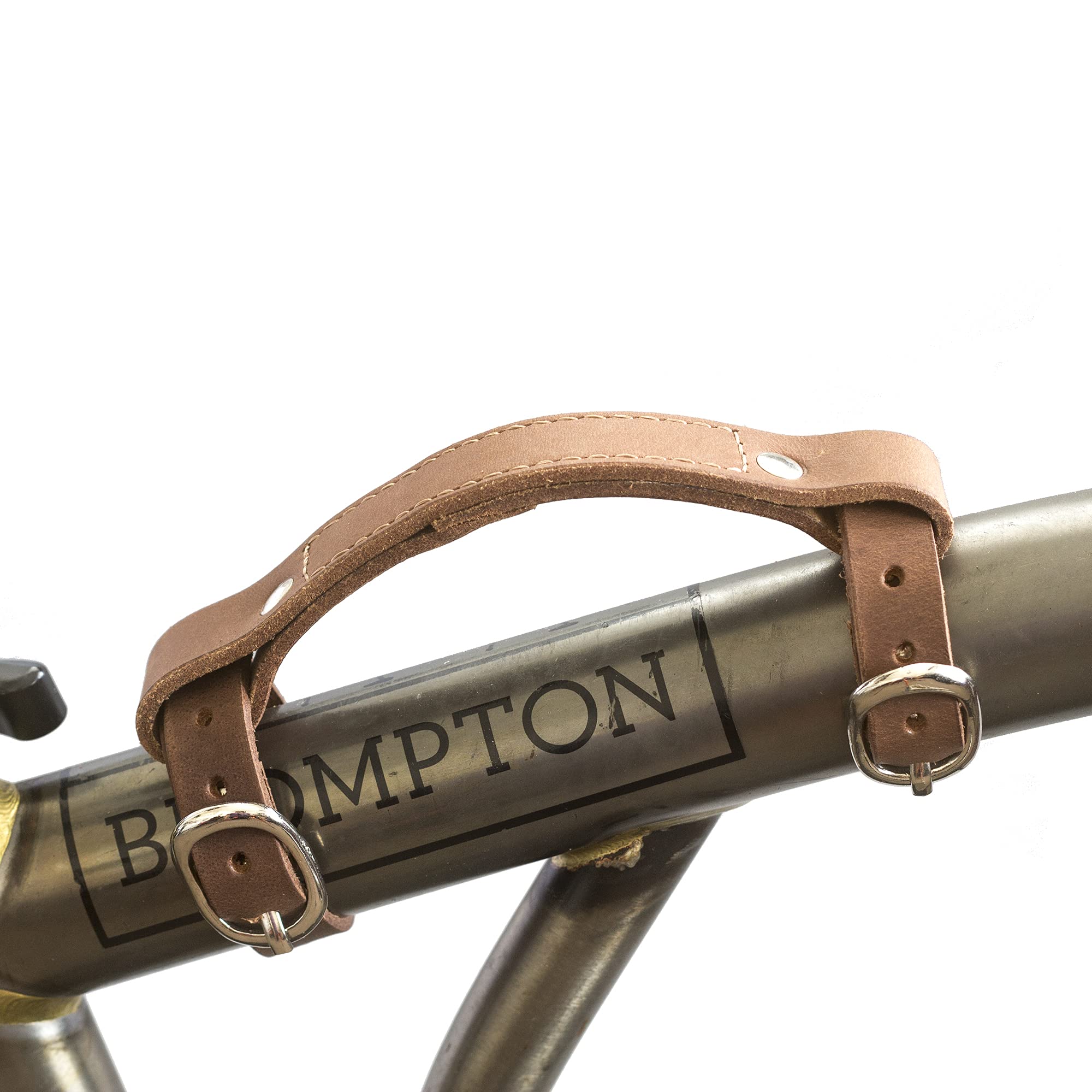 Premium Leather Mini Carry Handle for Brompton Bikes - Light Brown Bike Frame Handgrip - Perfect for Commuting, Travel & Easy Bike Transportation