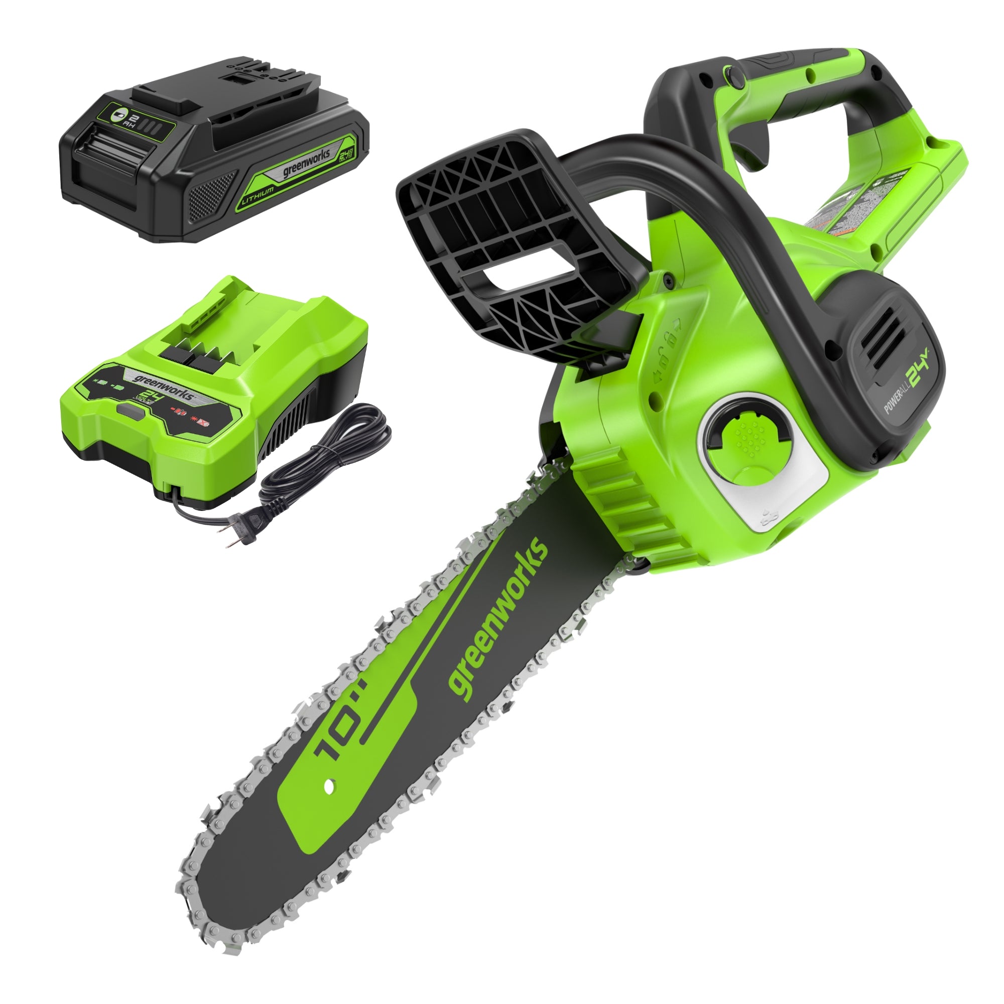 24V 10-Inch Cordless Battery Chainsaw with 2.0Ah USB Rechargeable Battery & Fast Charger - Lightweight Electric Chainsaw for Tree Trimming, Wood Cutting, and DIY Home Projects
