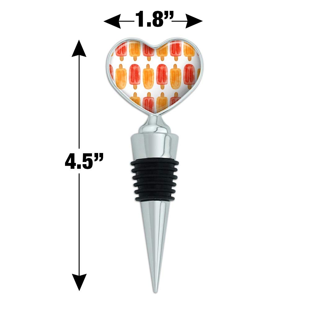 Summer Popsicle Pattern Heart-Shaped Wine Bottle Stopper - Watercolor Design for Chilling Drinks & Romantic Picnics