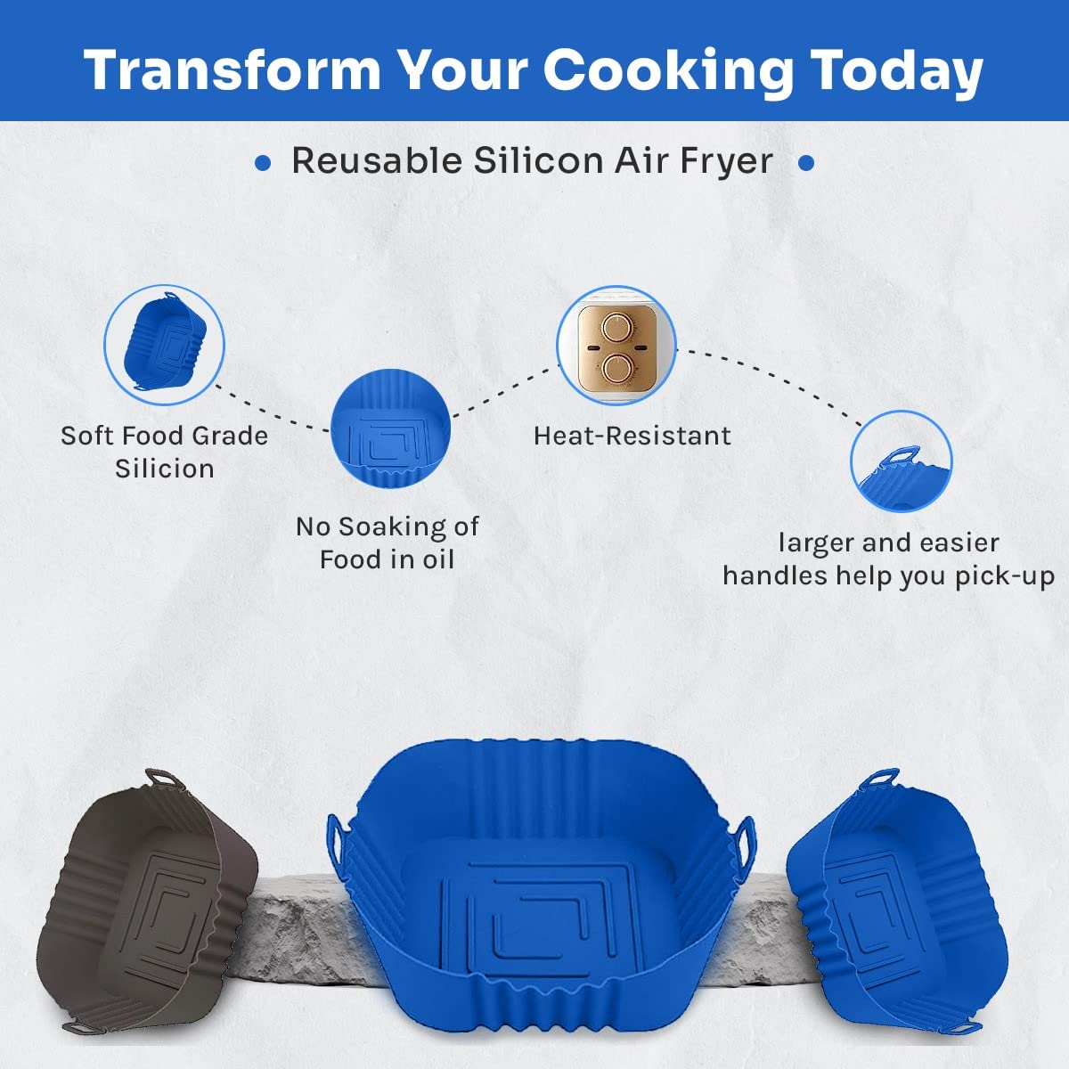 2 Pack Reusable Silicone Air Fryer Liners - 7.8 Inch Non-Stick Baking Mats for Air Fryers, Ovens & Microwaves - Eco-Friendly Replacement for Parchment Paper - Perfect for Cooking, Roasting & Baking Healthy Meals