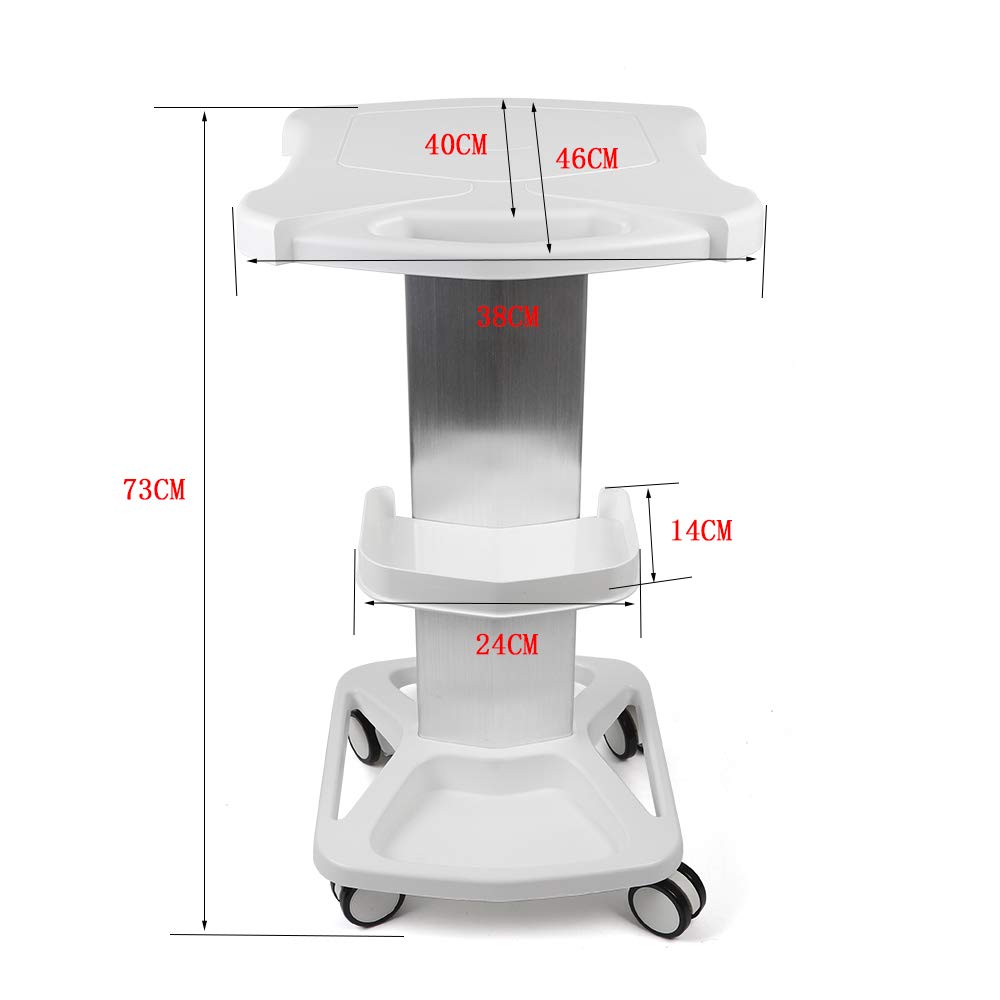 Beauty Salon Rolling Cart Stand - Aluminum Alloy & ABS Tray Mobile Holder for Ultrasonic Equipment, 28.7