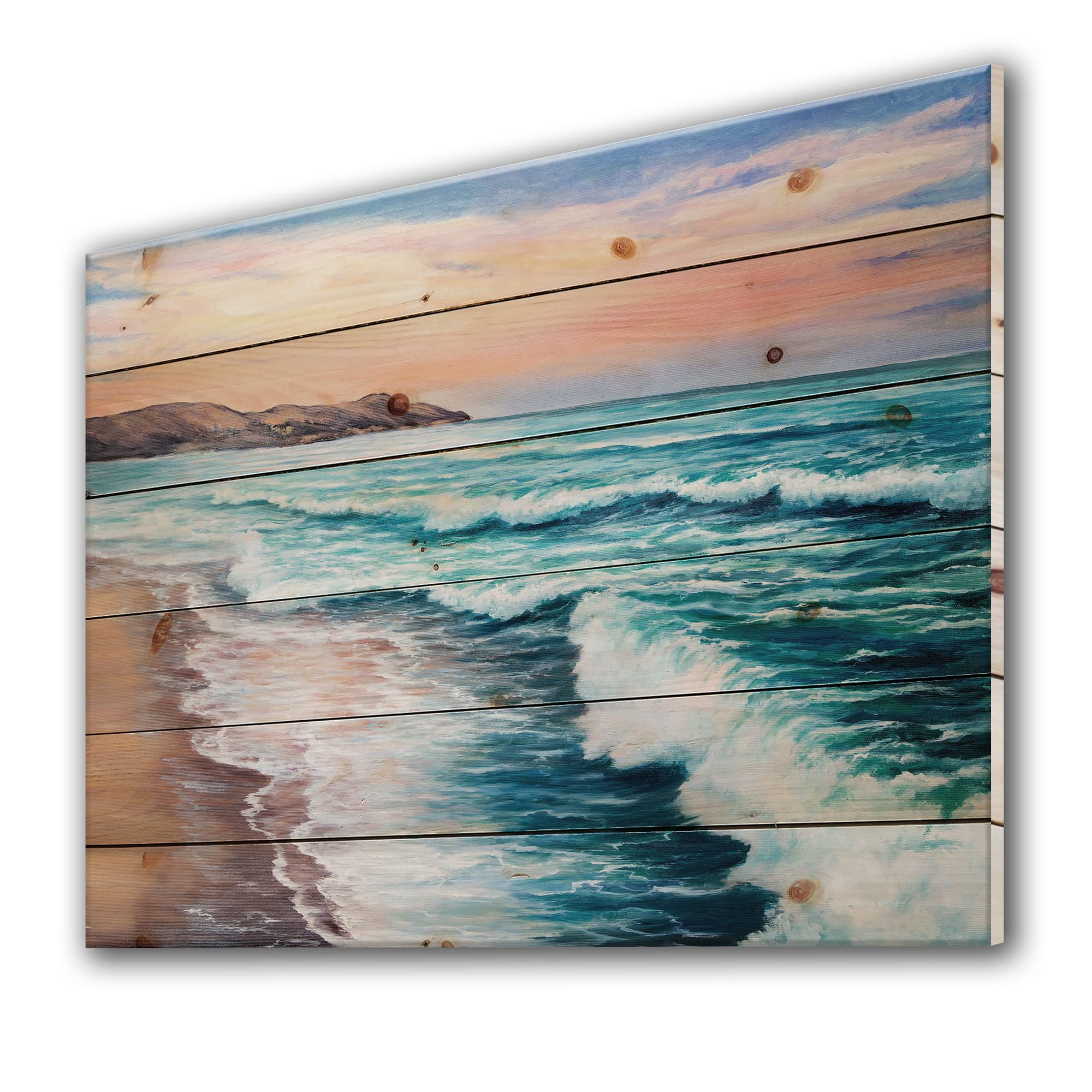 Pastel Purple Marine Sunset Wood Wall Art - Coastal Decor for Beach House