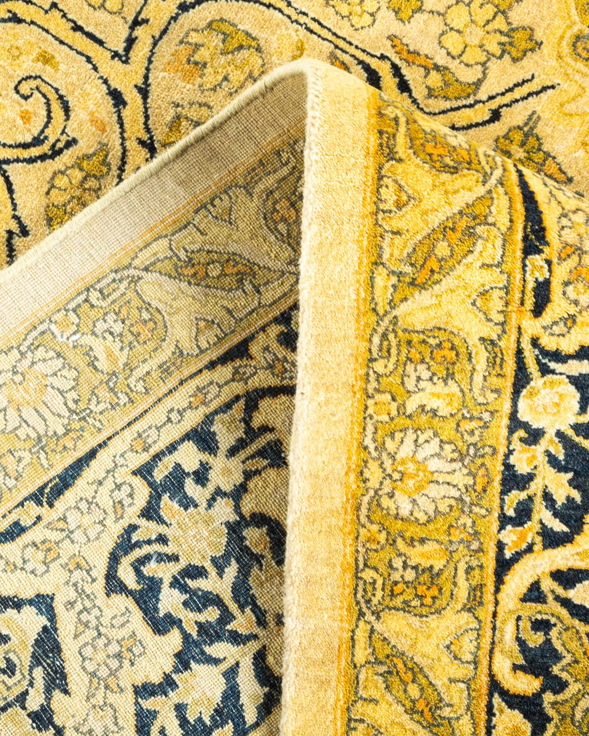 Handmade Wool Oriental Mogul Ivory 6x9 Area Rug - Traditional Hand-Knotted One-of-a-Kind Solo Rugs for Living Room, Bedroom & Dining Room Decor