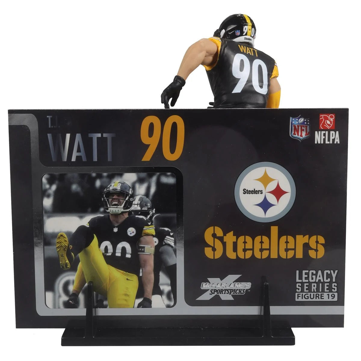 TJ Watt Pittsburgh Steelers NFL Black Jersey Posed Action Figure - 2024 SportsPicks Collectible for Fans, Game Room Decor, and Football Memorabilia Display