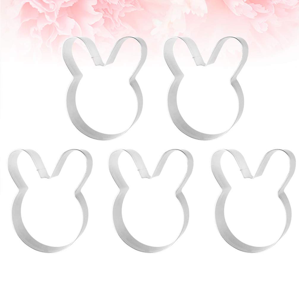 Hemoton 5-Piece Stainless Steel Rabbit-Shaped Baking Molds Set - Cake, Cookie & Fruit Cutters for DIY Desserts, Party Treats and Holiday Baking