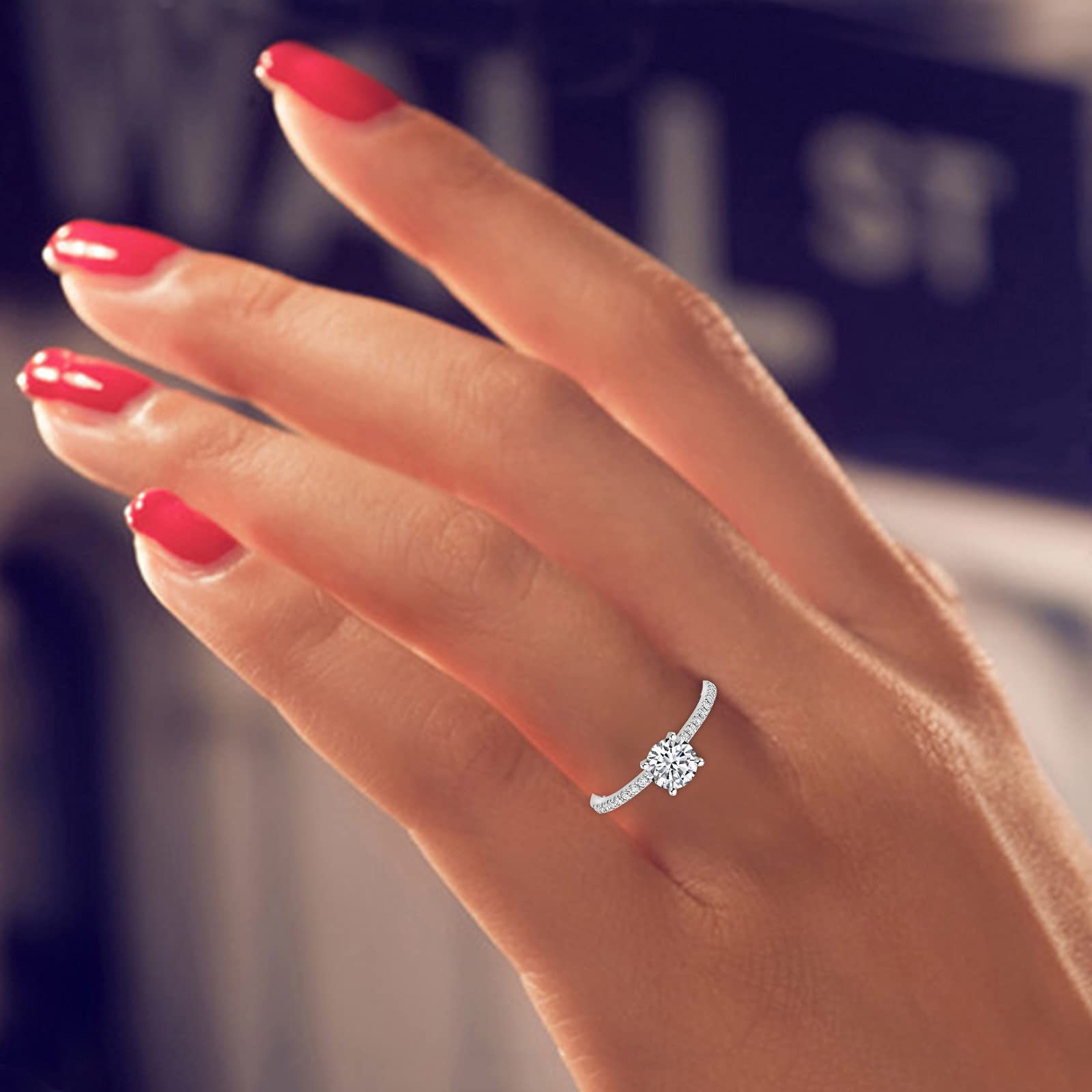 Elegant Women's Wedding & Promise Rings - Rhinestone Alloy Stackable Rings for Women Size 5-11 | Perfect Gift for Teen Girls, Brides & Couples | Ideal for Engagement, Anniversary & Everyday Wear (White, Size 7)