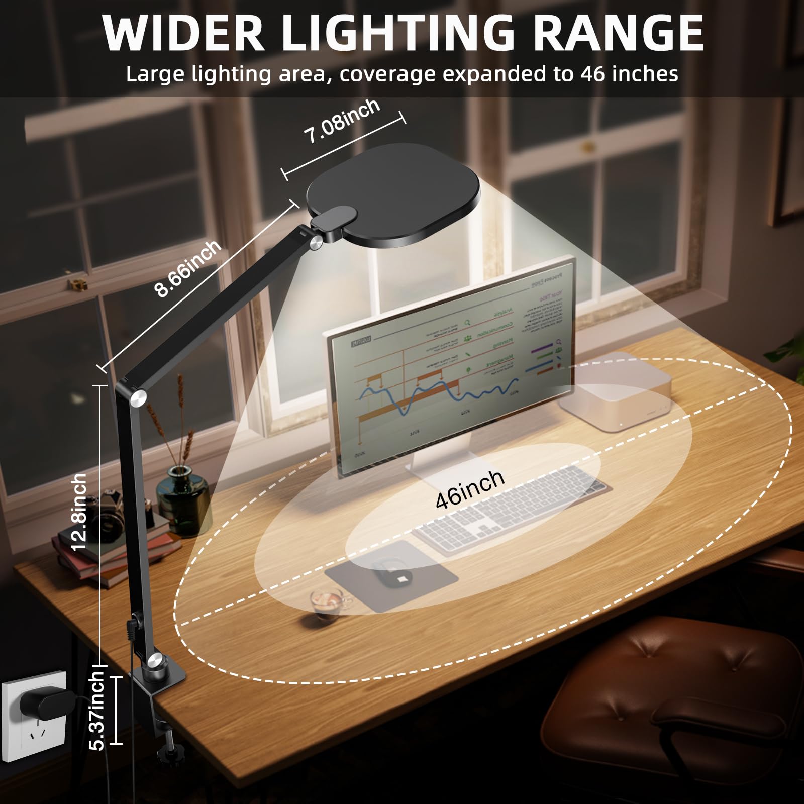 Professional Dimmable LED Video Conference Light for Computer - 15W Swing Arm Desk Lamp with C-Clamp, Remote, Memory & Timer (CRI>95) - Perfect for Zoom Meetings, Home Office, Webcam Lighting & Online Classes