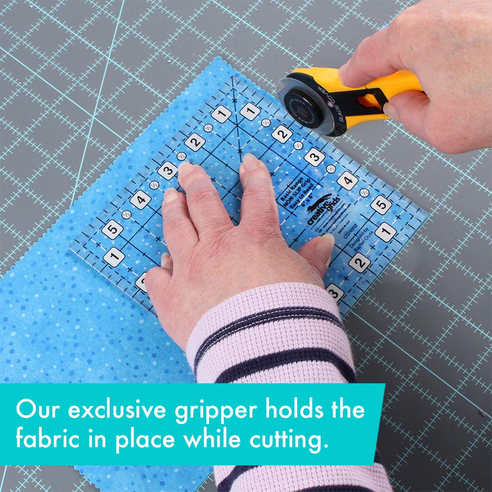 Creative Grids CGRBR2 6-Inch Square Quilt Ruler - Non-Slip Measuring Tool for Patchwork, Sewing & Quilting Projects - Perfect for DIY Crafting and Fabric Cutting