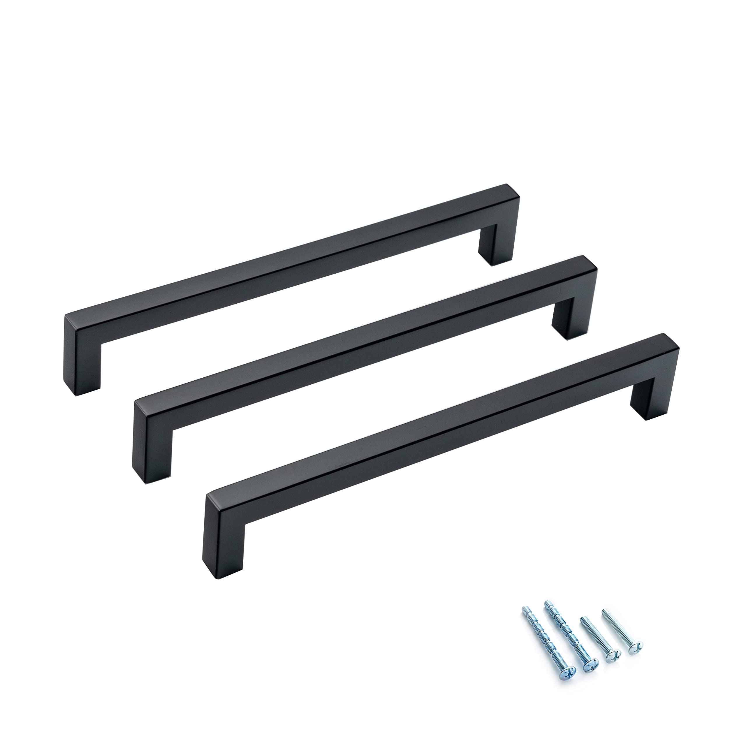 Aibeli 30 Pack 8 Inch Matte Black Square Cabinet Pulls - Modern Stainless Steel Kitchen Drawer Handles & Cupboard Pulls - Perfect for Home Renovation, Cabinet Upgrade & DIY Furniture Projects