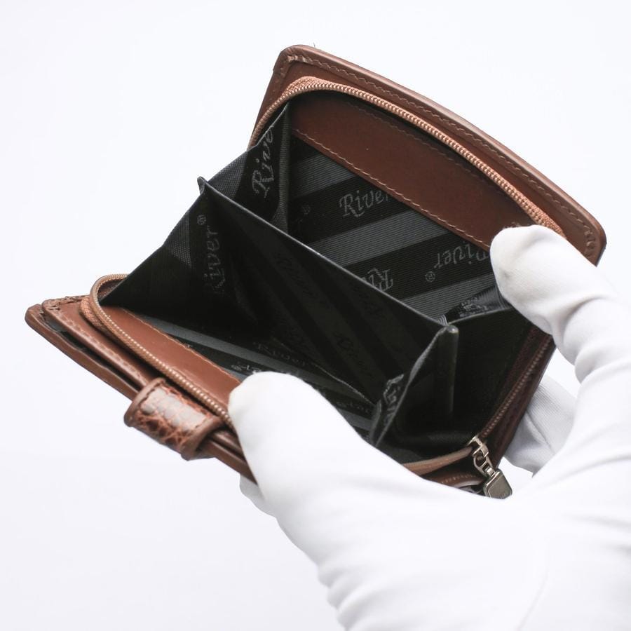 Two-Tone Brown Crocodile Leather Women's Wallet - Stylish & Durable Ladies Billfold for Everyday Use, Travel & Gift Giving