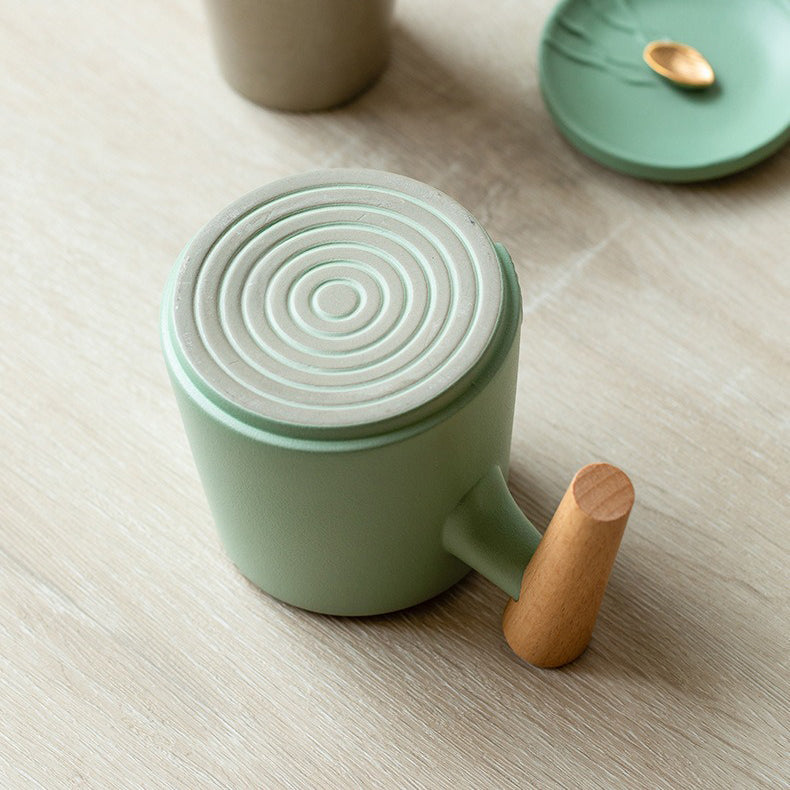 Premium Japanese Mountain Tea Cup with Natural Wooden Handle - Authentic Ceramic Tea Cup for Matcha, Green Tea & Herbal Brews - Perfect for Tea Ceremonies, Home Use & Gifts