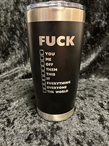My Vocabulary Tumbler - 20oz Black Insulated Tumbler with Sliding Lock Lid - Funny Swear Word Design (Fuck This/That/You/Me) - Perfect for Office Humor, Gag Gifts & Stress Relief