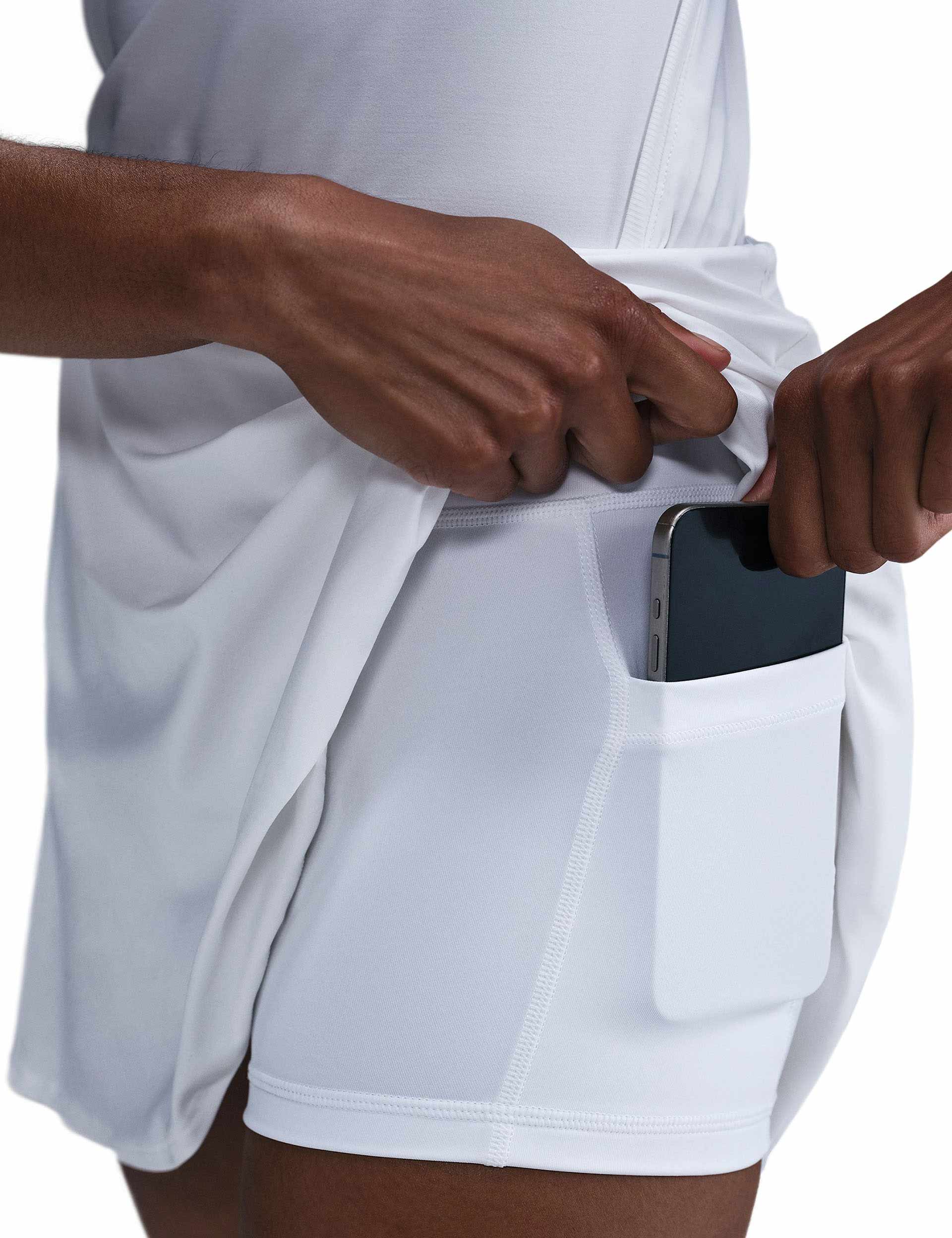 Victory Dri-FIT Flouncy Tennis Skirt for Women - Breathable Moisture-Wicking Athletic Skirt in White/Black - Perfect for Tennis, Pickleball & Gym Workouts