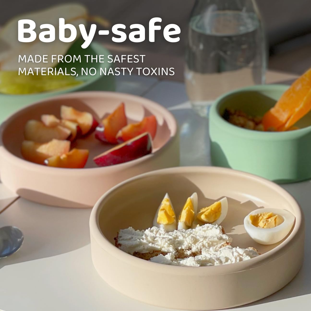 **Non-Slip Weighted Silicone Baby Plate for Toddlers - BPA-Free, Microwave & Dishwasher Safe - Perfect for Mealtime, Travel & Daycare - Blue Hour**