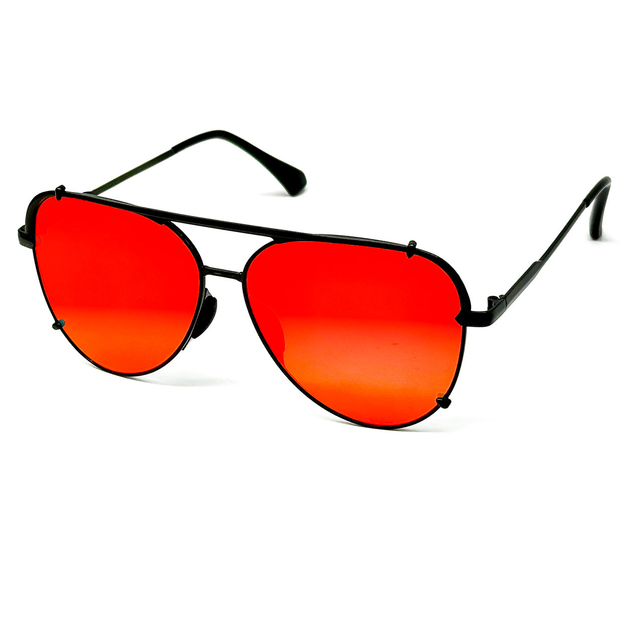 Tangle Free Mirrored Red Aviator Sunglasses for Women - Polarized UV Protection - Fashionable Retro Style for Driving, Beach & Outdoor Activities