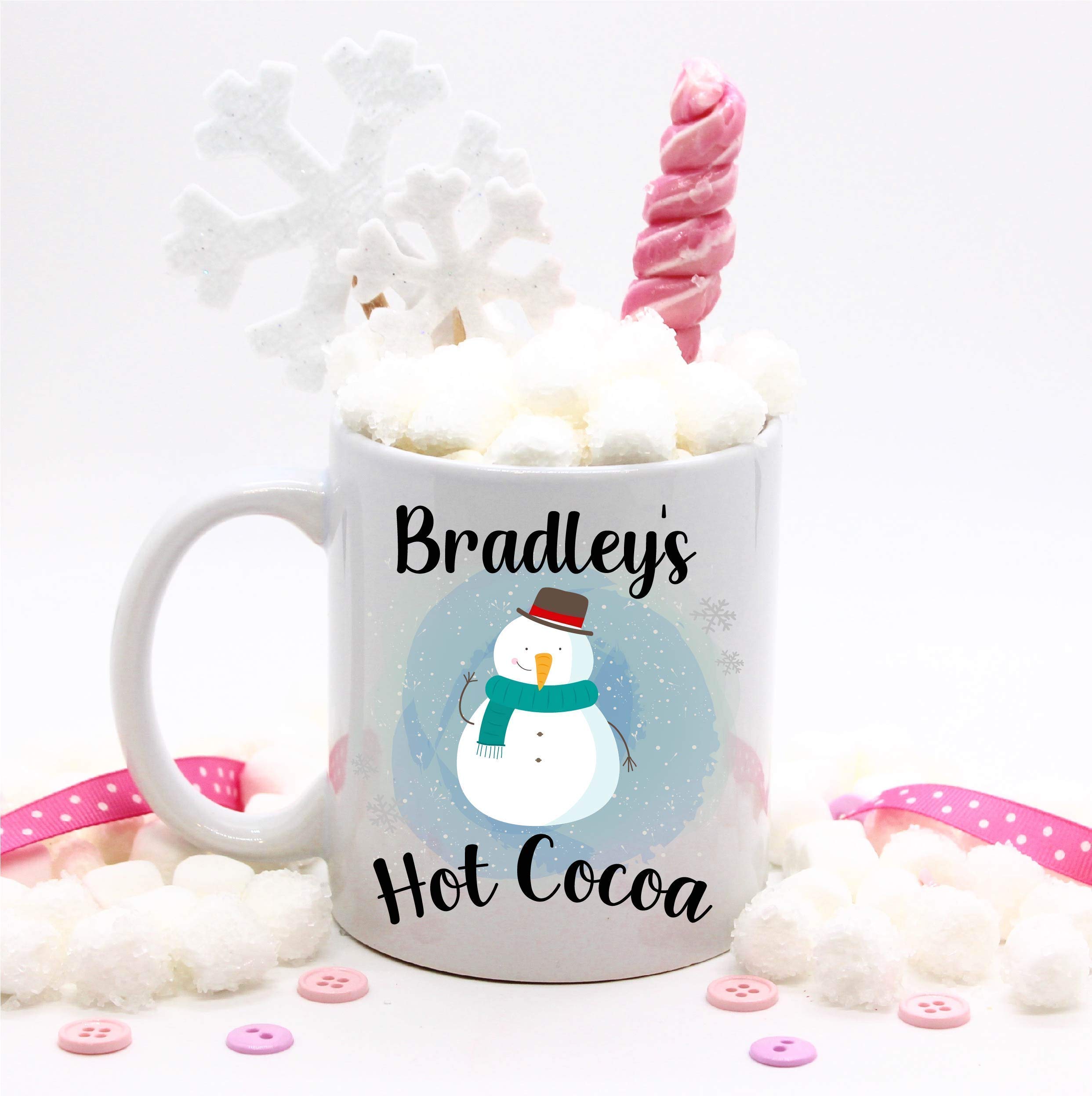 Personalized Snowman Hot Cocoa Mugs - Custom Christmas Gifts for Men & Kids - Winter Holiday Hot Chocolate Cups - Perfect for Snow Days, Christmas Parties & Cozy Family Moments