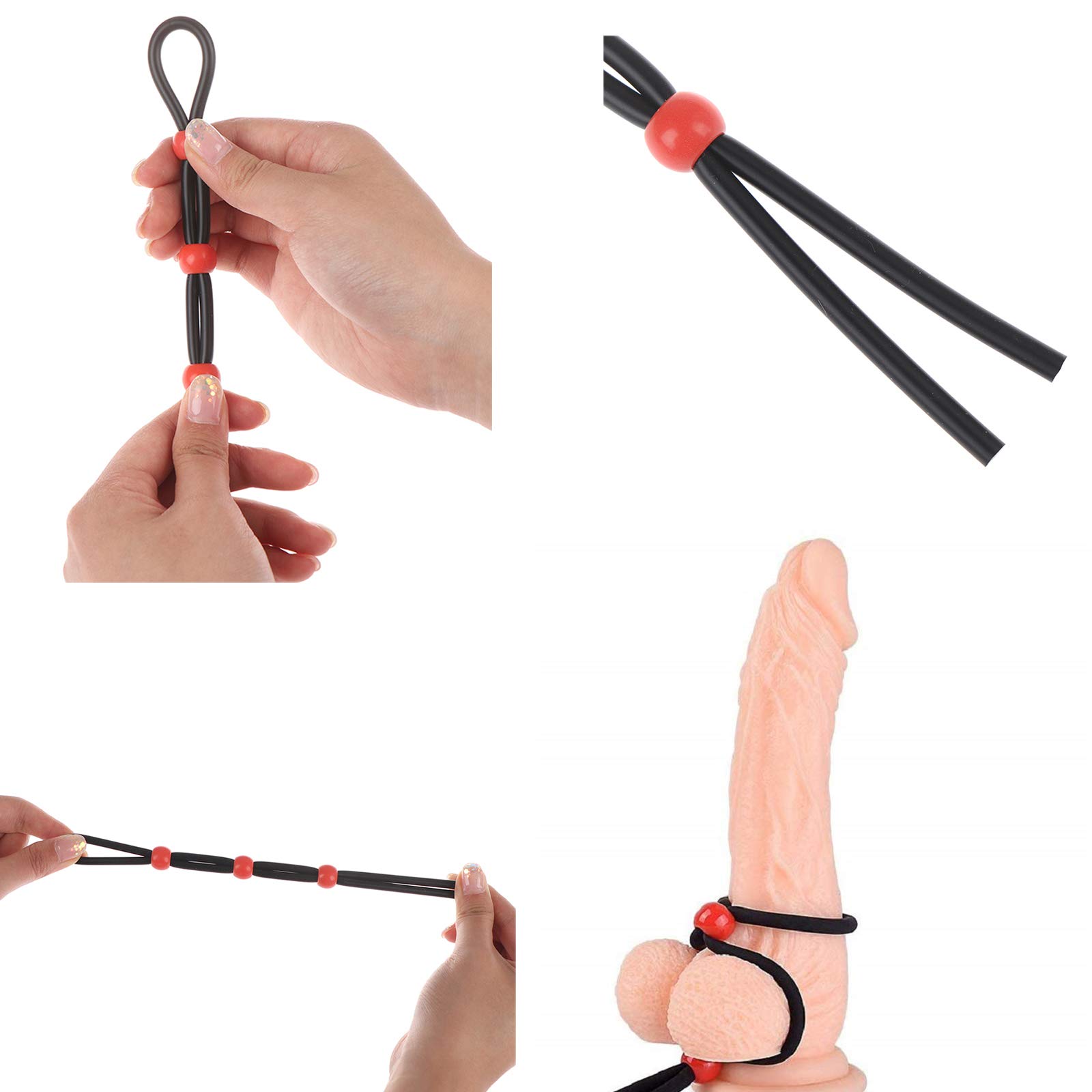 Premium Adjustable Cock Ring Set - 3 Pack Silicone Penis Rings for Men & Couples, Rope & Exercise Rings for Enhanced Pleasure, Delay & Performance - Perfect for Intimate Play, Couples Games & Sensual Workouts
