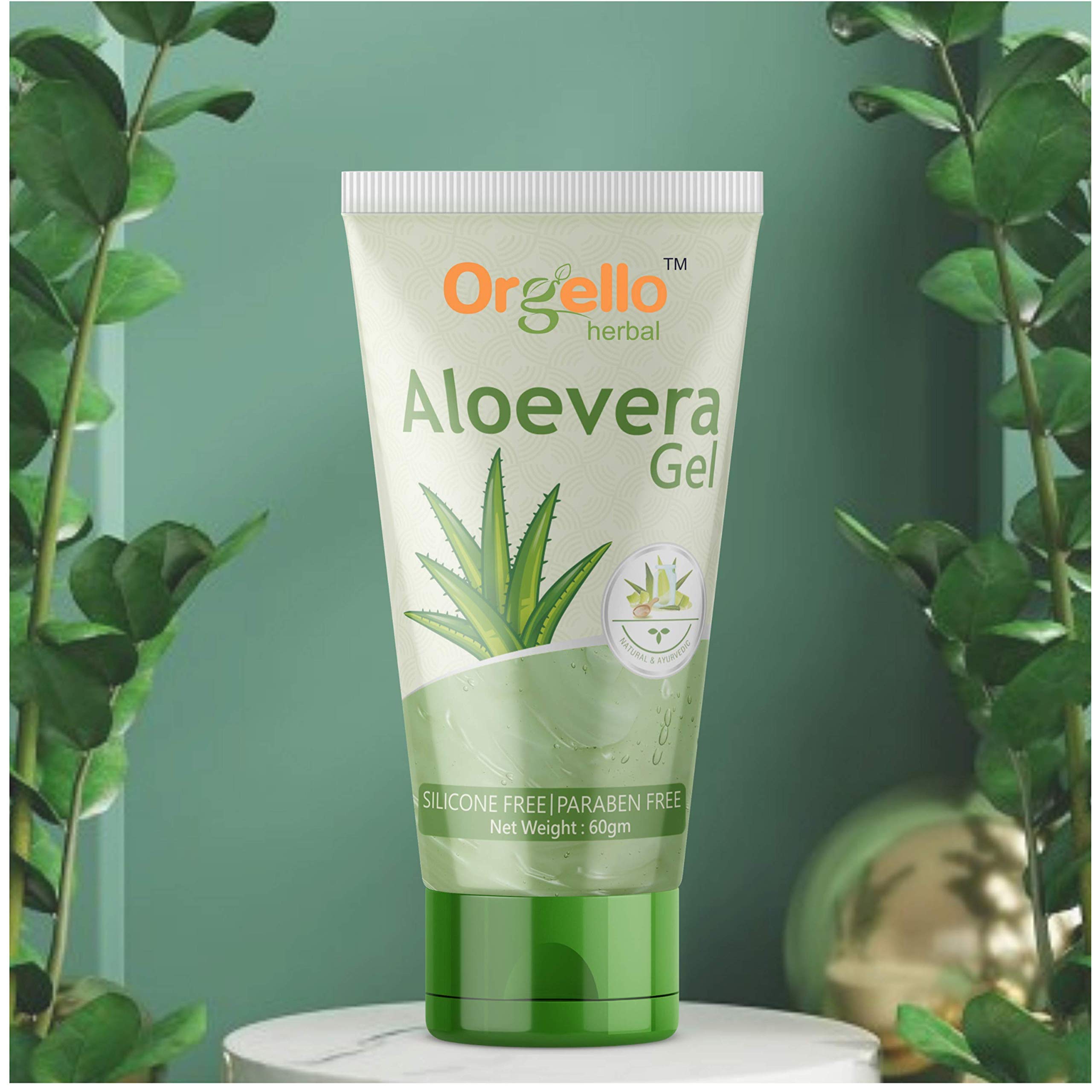 Orgello Pure Aloe Vera Gel for Face & Hair Care - 3 Pack (180g Total) | Soothing Moisturizer for Sunburn, Dry Skin & Scalp | Paraben & Sulfate Free | Natural Hydration for Face Massage & Hair Treatment