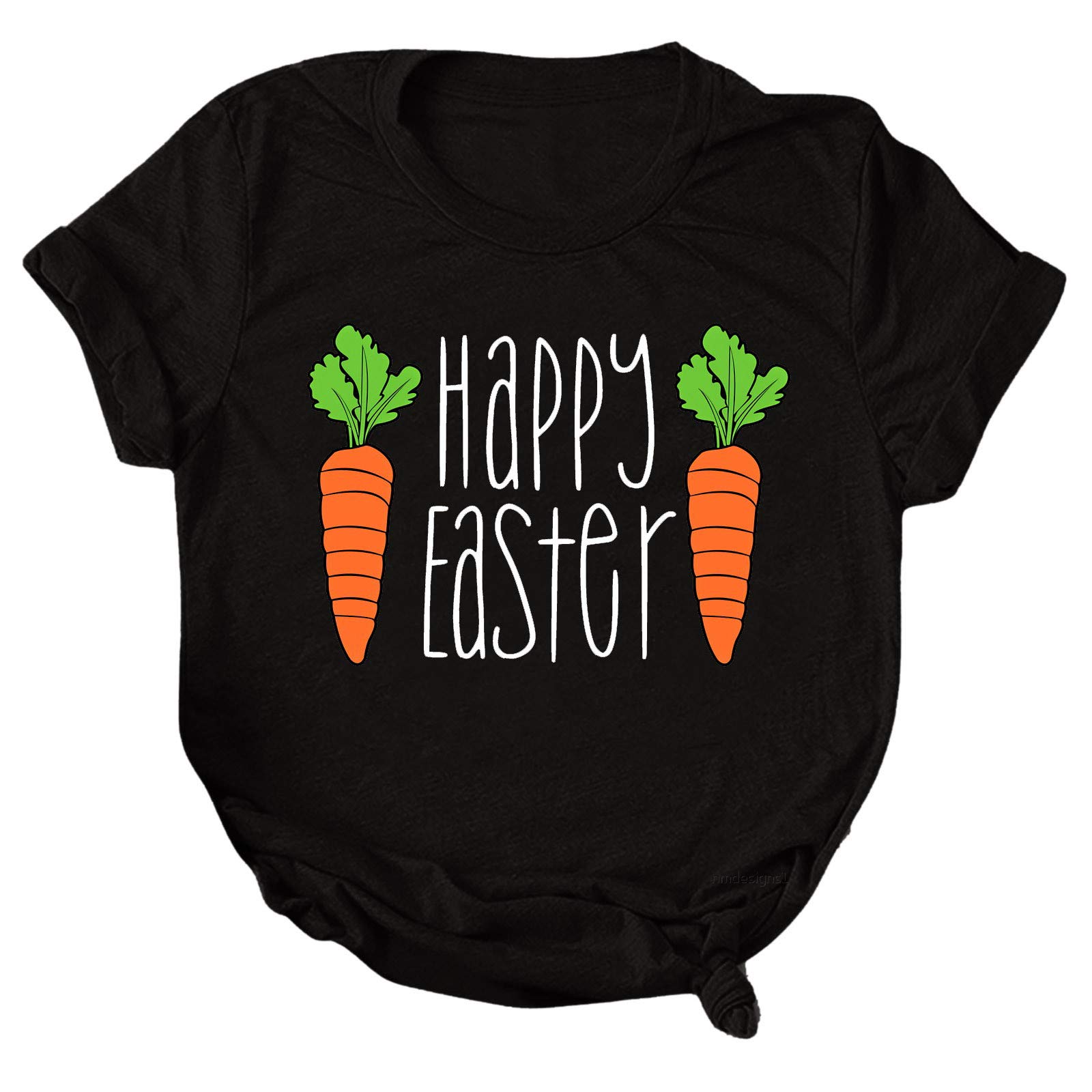 Funny Easter Carrot Graphic T-Shirt for Women - Cute Bunny Letter Printed Short Sleeve Cotton Top | Perfect for Easter Celebrations, Spring Parties & Casual Wear