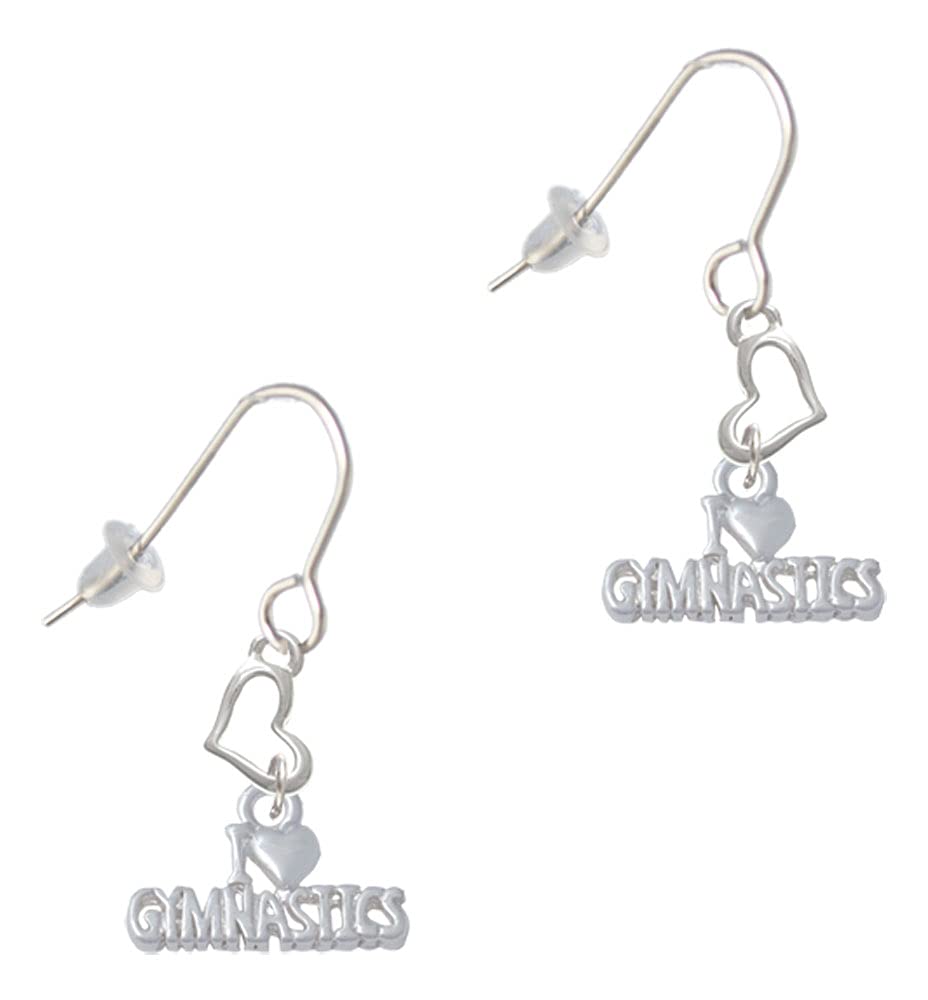 Delight Jewelry Small Heart French Earrings - Dainty 'I Heart Gymnastics' Stud Earrings for Women | Perfect for Gymnastics Competitions, Valentine's Day Gifts & Everyday Wear