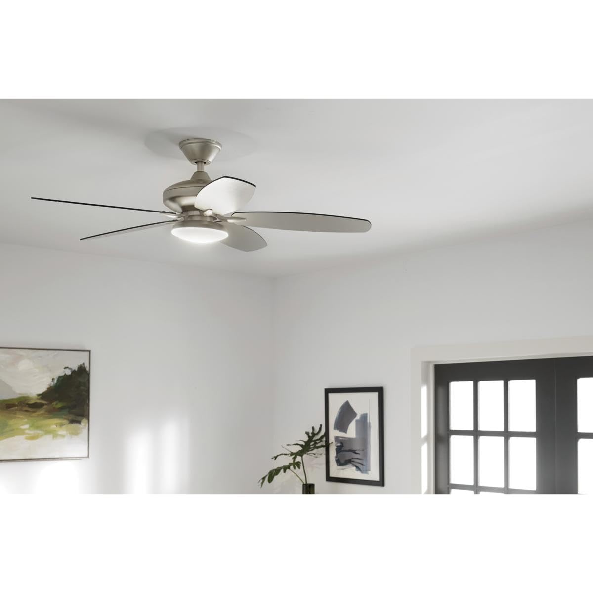 Kichler 52 Inch Modern Ceiling Fan with LED Light - Energy Efficient Indoor Cooling for Living Room, Bedroom & Office