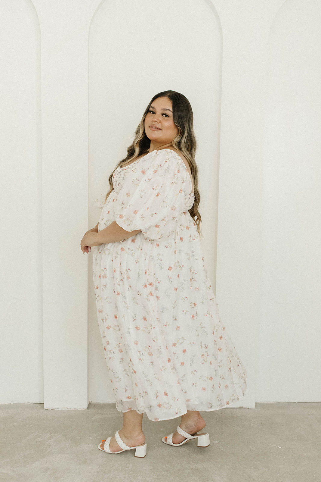 Harlow Maxi Dress - Tiny Pink Floral Print, Bump Friendly Maternity Dress, Inclusive Sizing S-3XL | Perfect for Summer Weddings, Beach Vacations & Casual Outings
