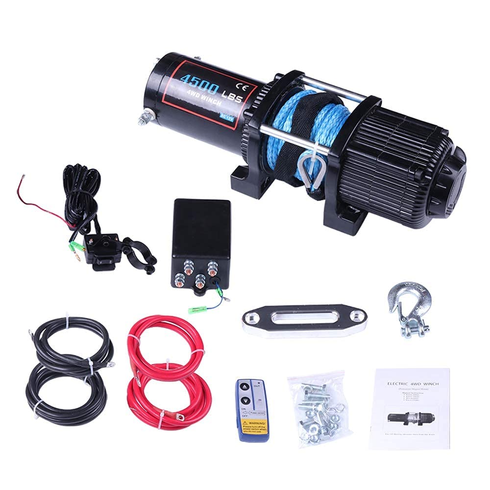 12V 4500 lbs Electric Winch for ATV UTV Towing - Heavy Duty Off-Road Recovery with Wireless Remote, Clevis Hook & Aluminum Fairlead - Perfect for Jeep, Truck, Boat & Off-Road Adventures