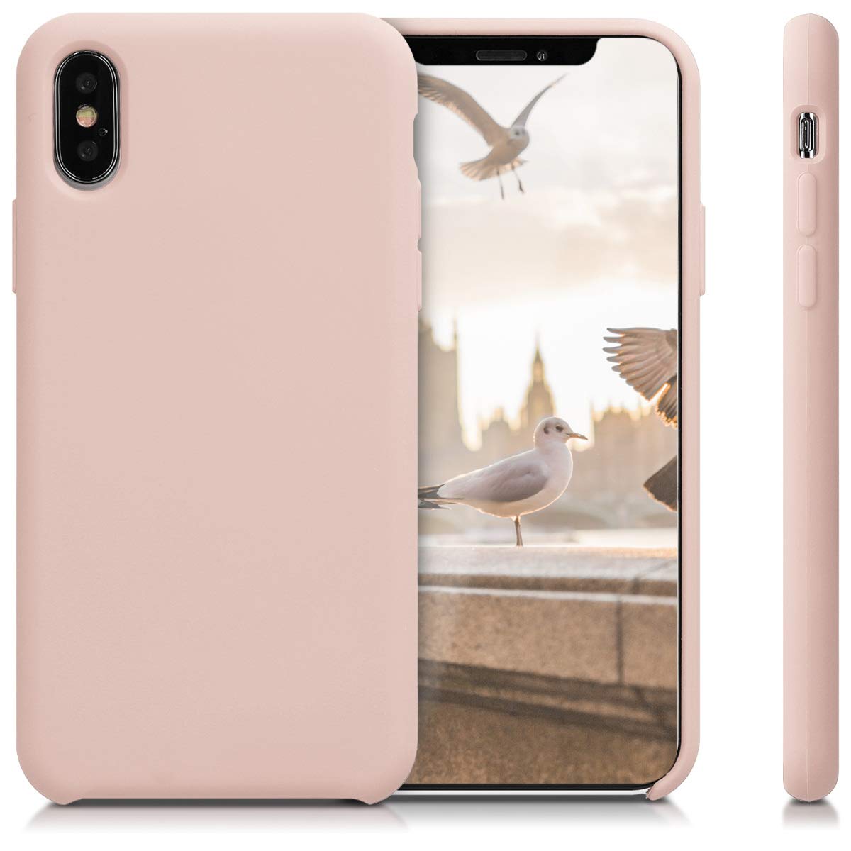 kwmobile TPU Silicone Case for Apple iPhone Xs - Soft Finish Protective Phone Cover in Dusty Pink | Perfect for Everyday Use, Work & Travel