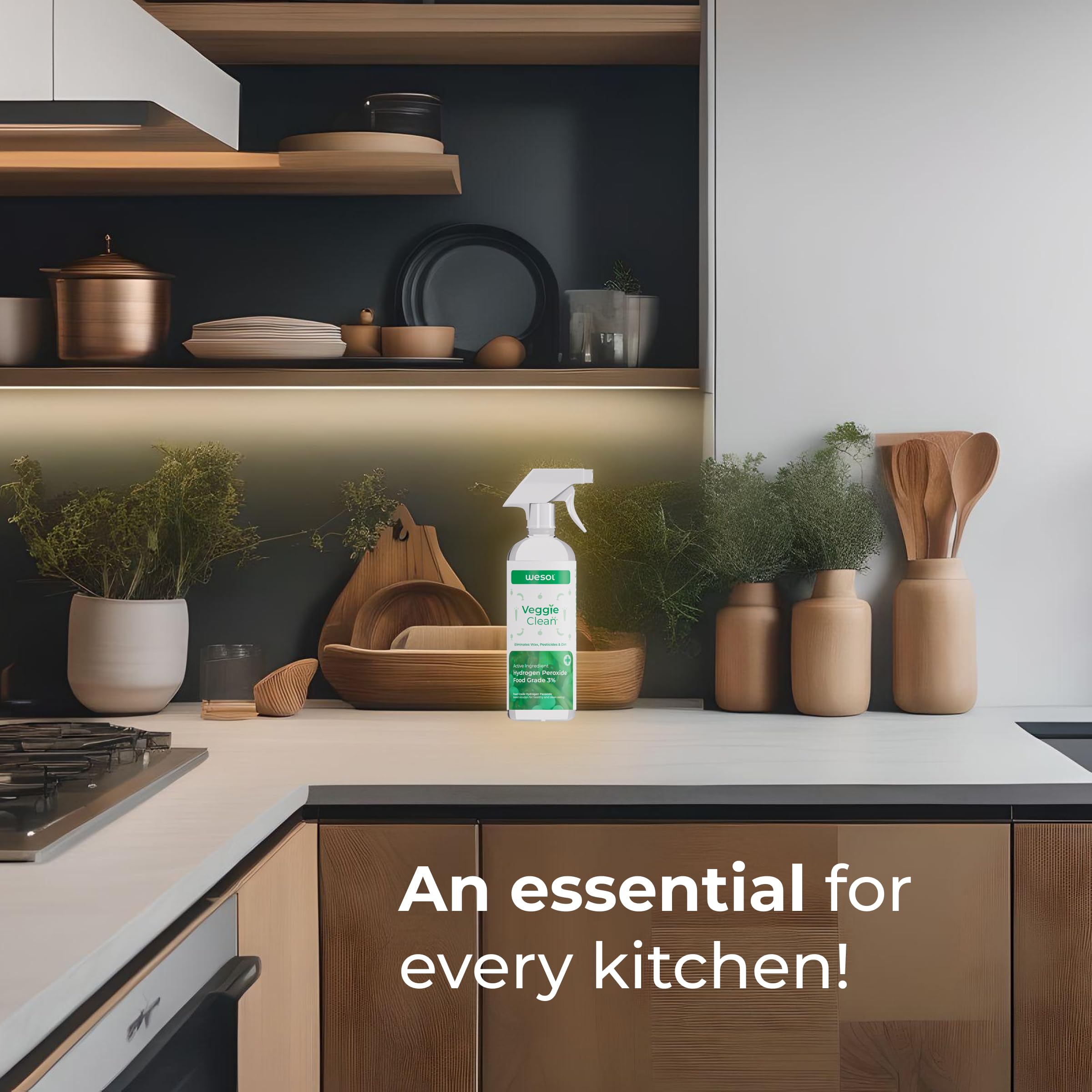**Wesol 500ml Fruit & Vegetable Wash with 3% Food-Grade Hydrogen Peroxide – Removes Pesticides, 99.9% Germs, Wax – Safe for Organic Produce – Perfect for Fresh Salads, Smoothies & Meal Prep**