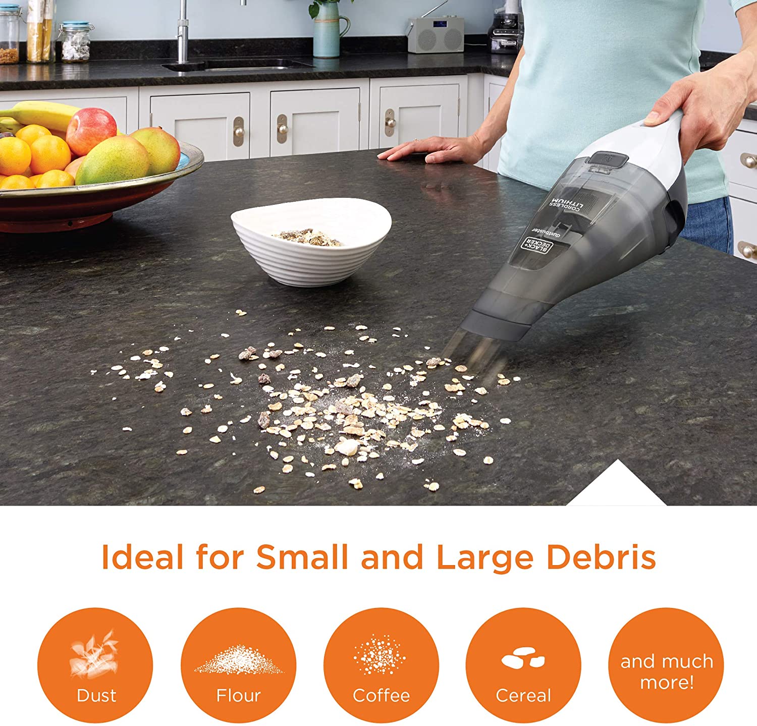 BLACK+DECKER HNVC215B10 Cordless Lithium Handheld Vacuum Cleaner - Powerful Dustbuster for Home, Car, and Pet Hair Cleaning