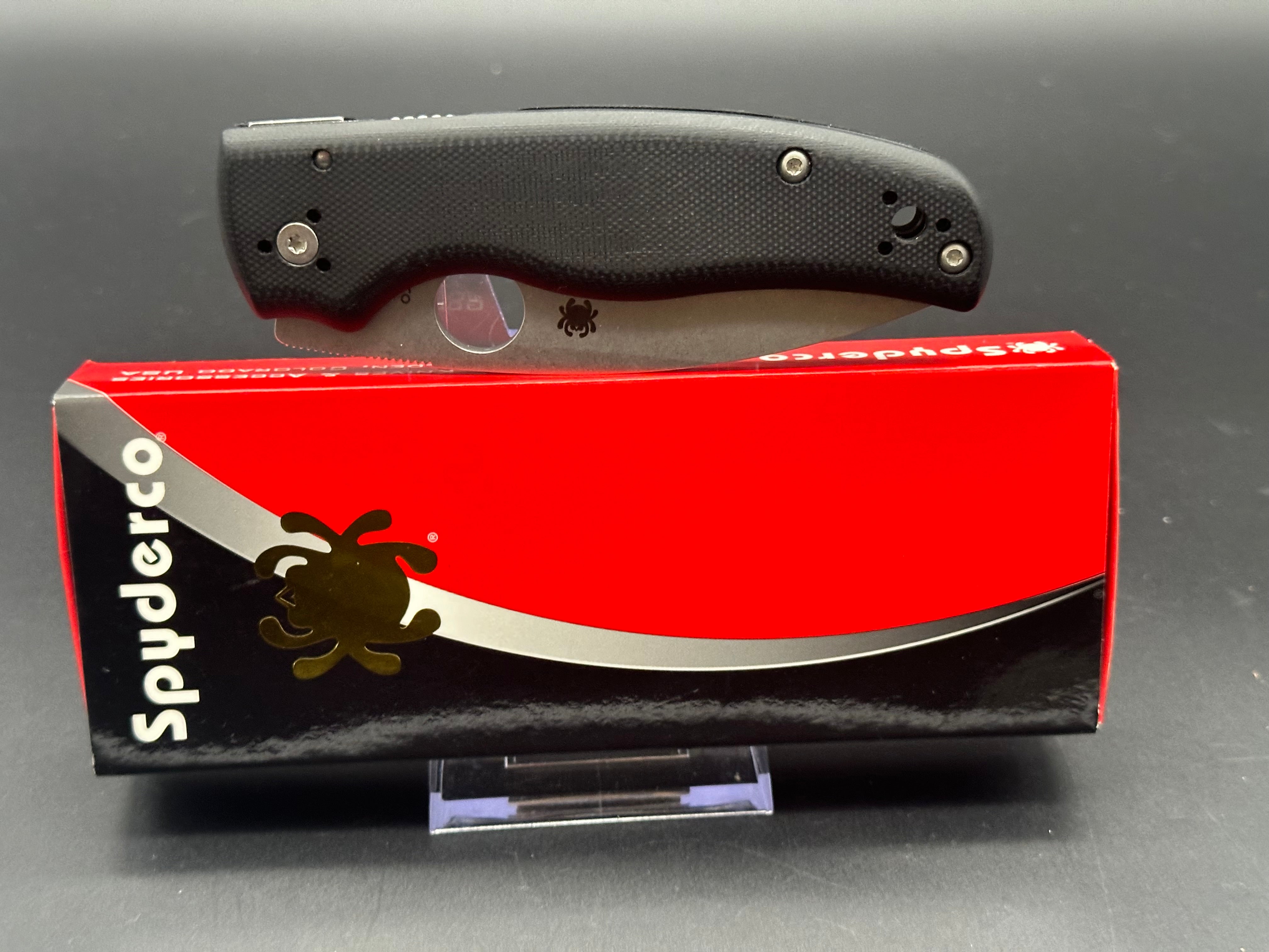 SPYDERCO SHAMAN Folding Knife - Black G-10 Handle, Stonewashed CPM S30V Steel, Plain Edge C229GP - Perfect for Camping, Hiking & Everyday Carry (EDC)