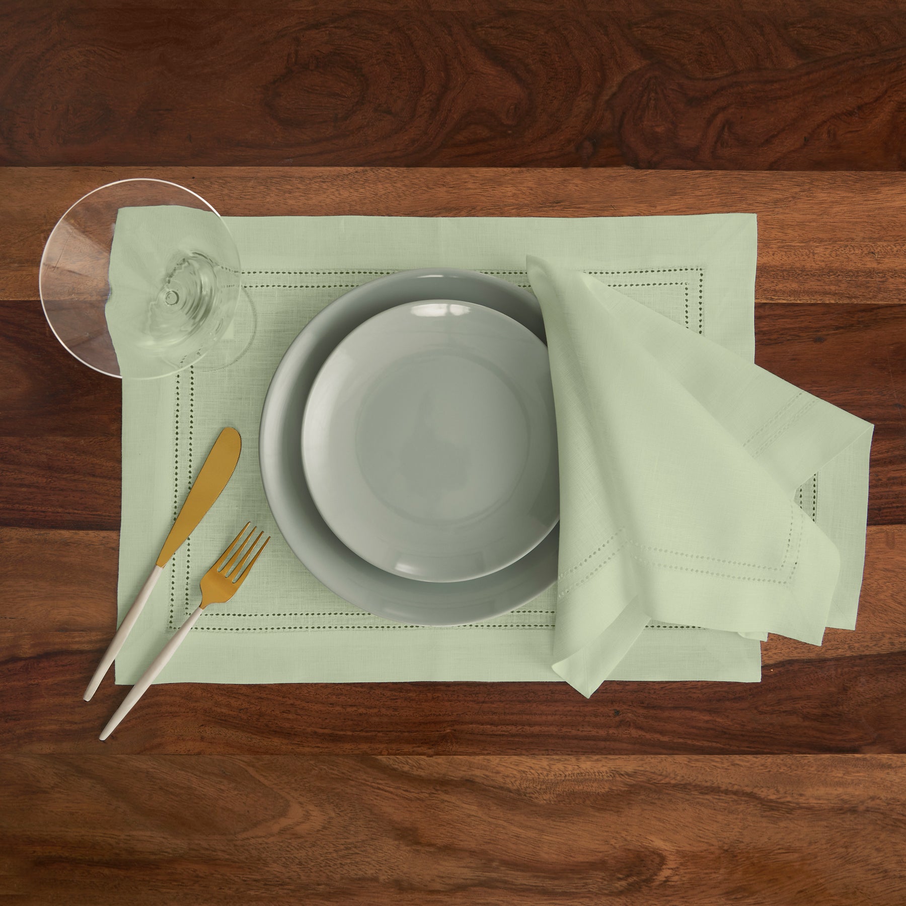 Premium Linen Double Hemstitch Placemats Set of 4 - Elegant Table Decor for Dining, Parties & Home Styling - Washable & Durable Place Settings for Everyday Use