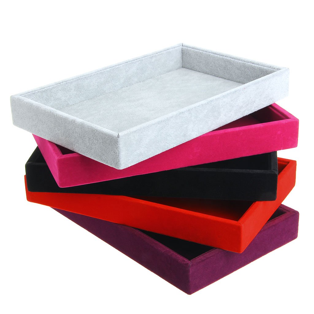 Youngy Stackable Jewelry Organizer Trays - Velvet Lined Jewelry Display Case with Inserts, Red | Perfect for Necklace, Ring & Earring Storage in Dresser or Vanity