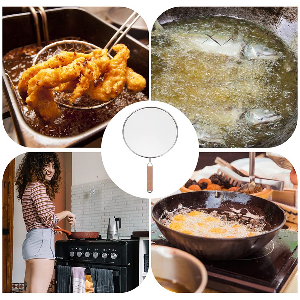 Kichvoe 1pc Fine Mesh Stainless Steel Oil Splatter Screen - Safe Cooking Lid for Iron Skillet & Frying Pan - Grease & Hot Oil Barrier - Perfect for Frying, Cooking, Baking & Kitchen Safety Protection