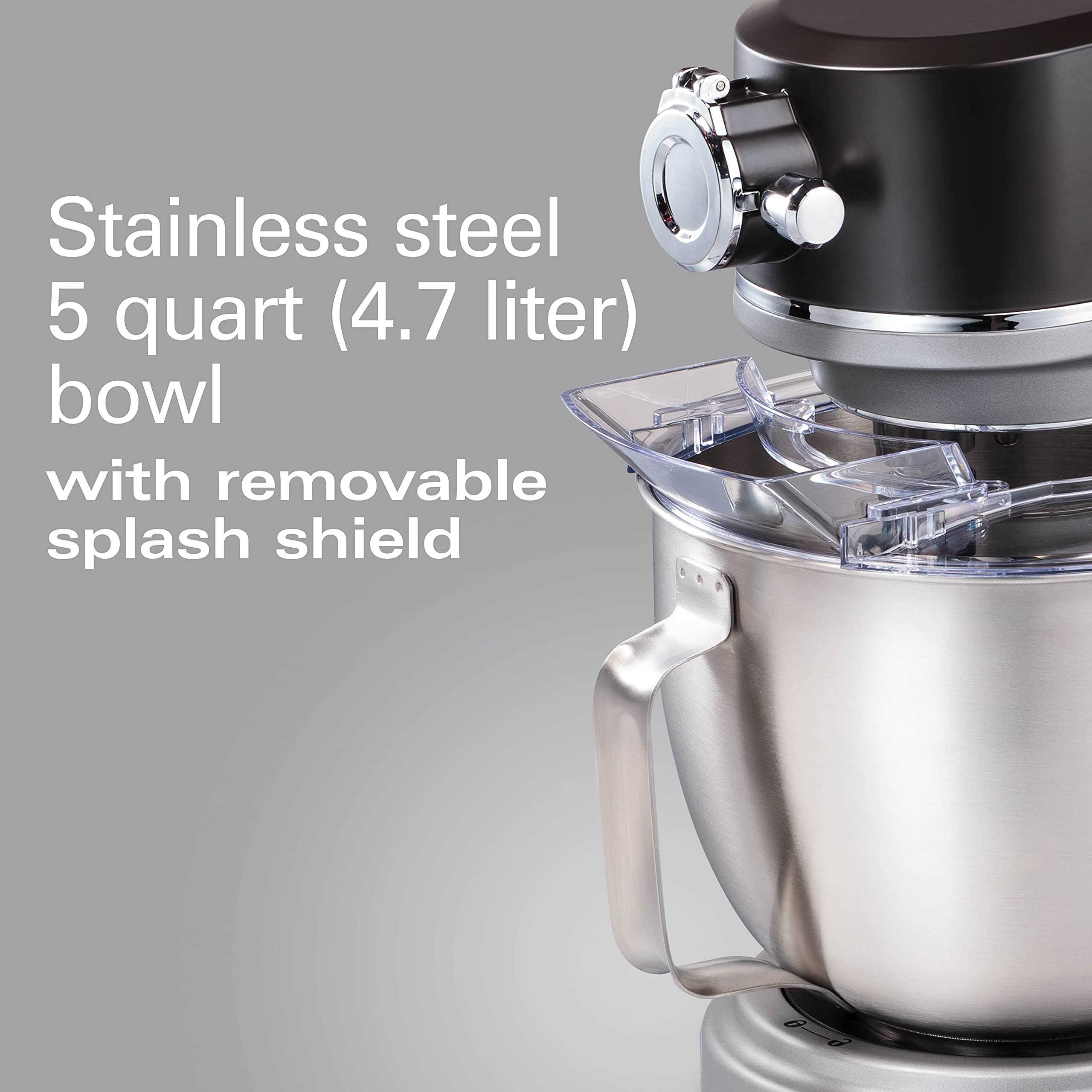 Hamilton Beach Professional 5 Quart All-Metal Stand Mixer - 12 Speed Settings with Flat Beater, Dough Hook & Whisk - Heavy Duty Kitchen Mixer for Baking Bread, Cakes & Cookies - Perfect for Home Bakers & Professional Chefs