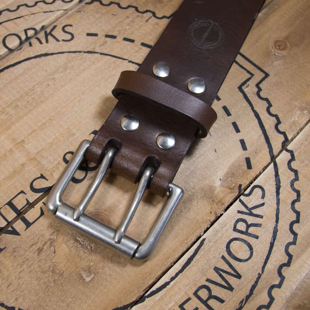 Barnes & Moore Premium Heavyweight Leather Belt for Men - Oak Bark & Nickel Buckle - Durable Dress Belt for Office, Casual & Formal Wear