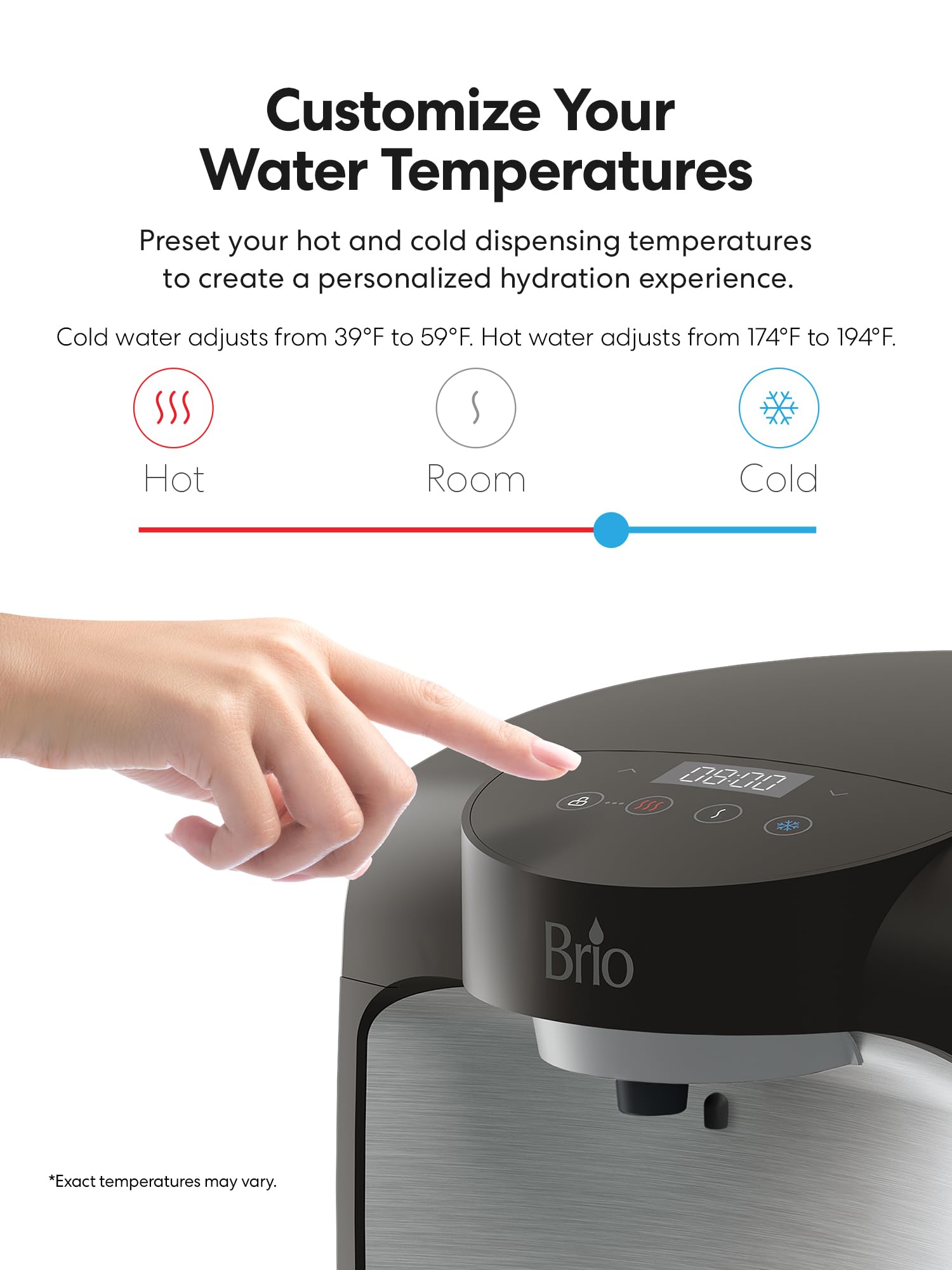 Brio 800 Series Countertop Water Cooler - Pure Drinking Water for Home & Office