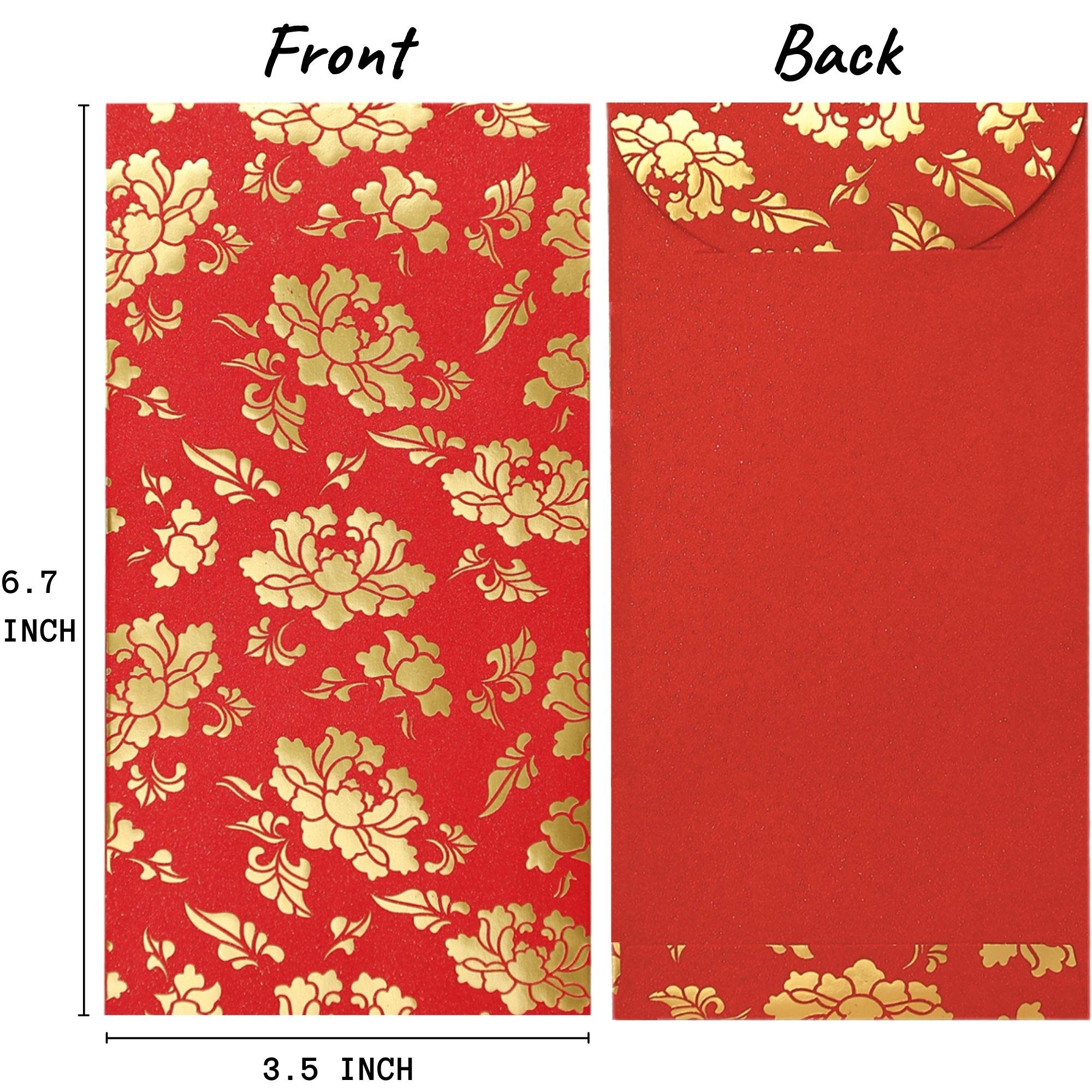 Premium Chinese New Year Red Envelopes (Hong Bao) - 36-Pack Lucky Money Gift Envelopes with 3 Elegant Gold Designs, 3.5