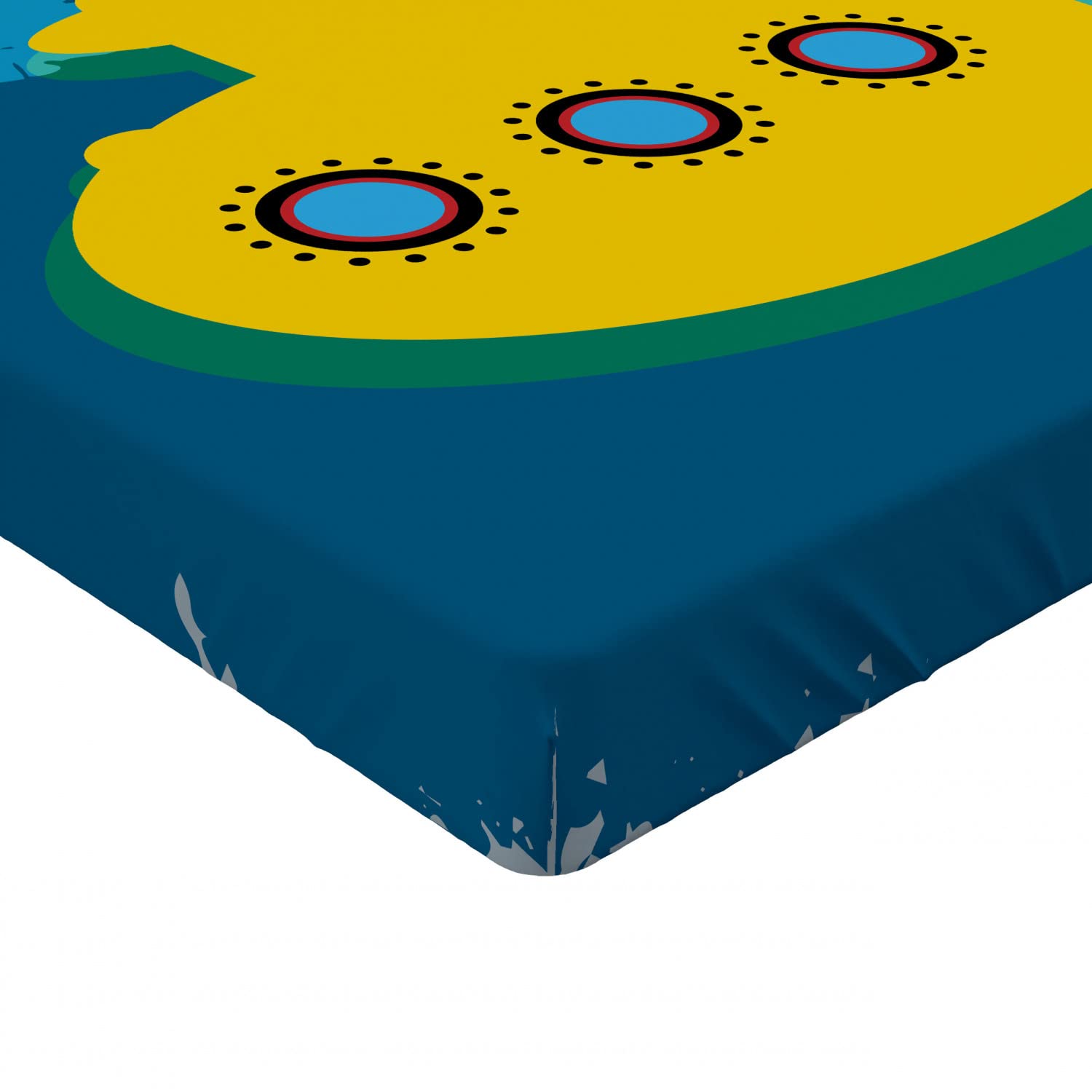 Ambesonne Yellow Submarine Fitted Sheet - Underwater Submarine & Bubbles Print Twin Size Deep Pocket Bed Cover - Mustard & Petrol Blue - Perfect for Kids' Rooms, Nautical Themed Bedrooms & Unique Gift Ideas