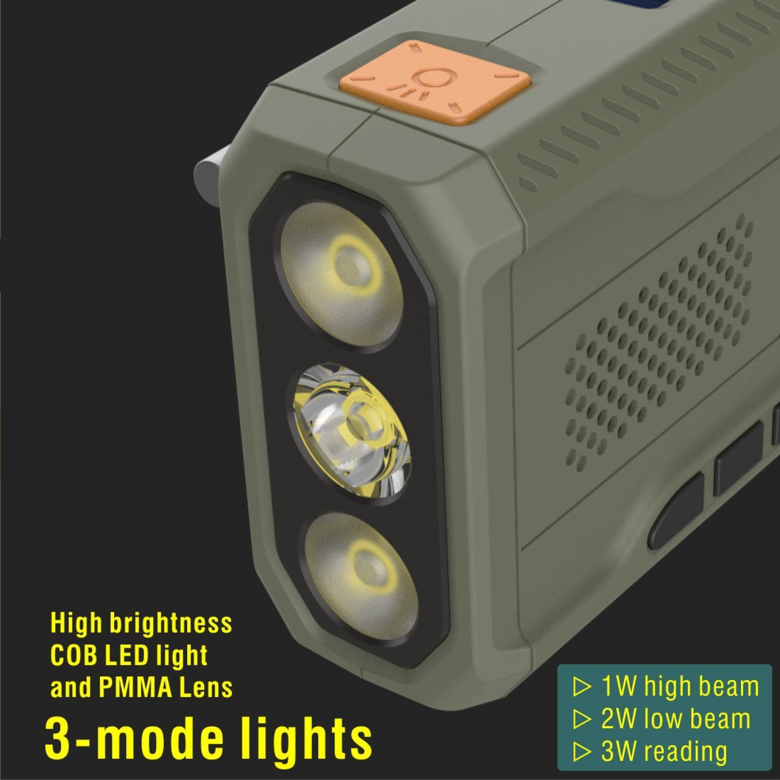 Portable Digital AM/FM/DAB Emergency Radio with Solar Power, Hand Crank & USB Rechargeable - Weather Alert, Flashlight & Headphone Jack - Perfect for Outdoor Camping, Hiking & Emergency Preparedness (Green)