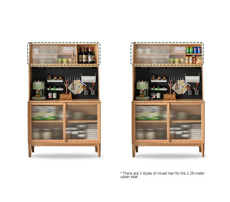 Solid Oak Wood Sideboard Buffet Cabinet - Multi-Functional Storage for Dining Room, Living Room & Entryway - Rustic Farmhouse Style Furniture for Home Decor